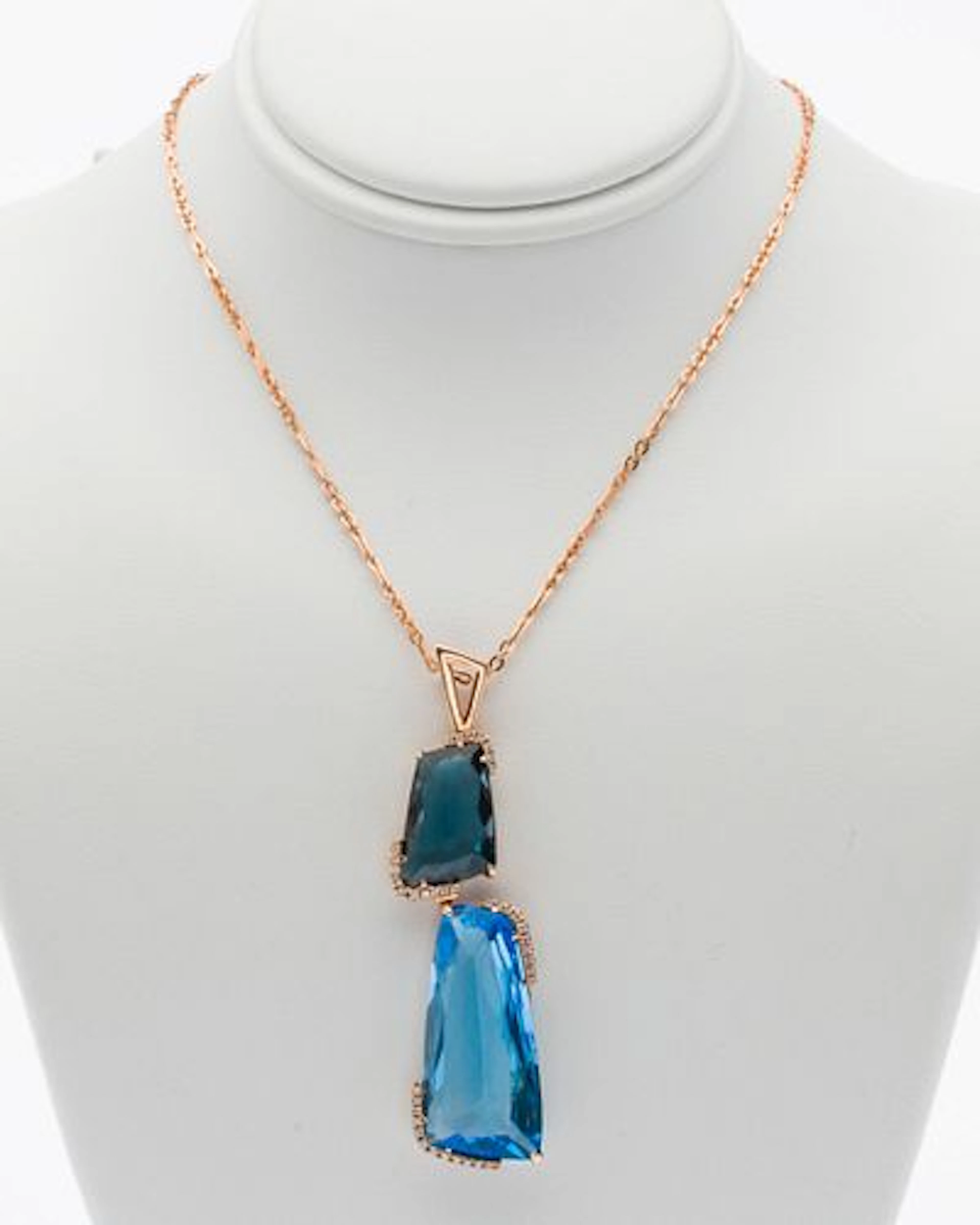 14K Gold, London Blue Topaz and Diamond Pendant