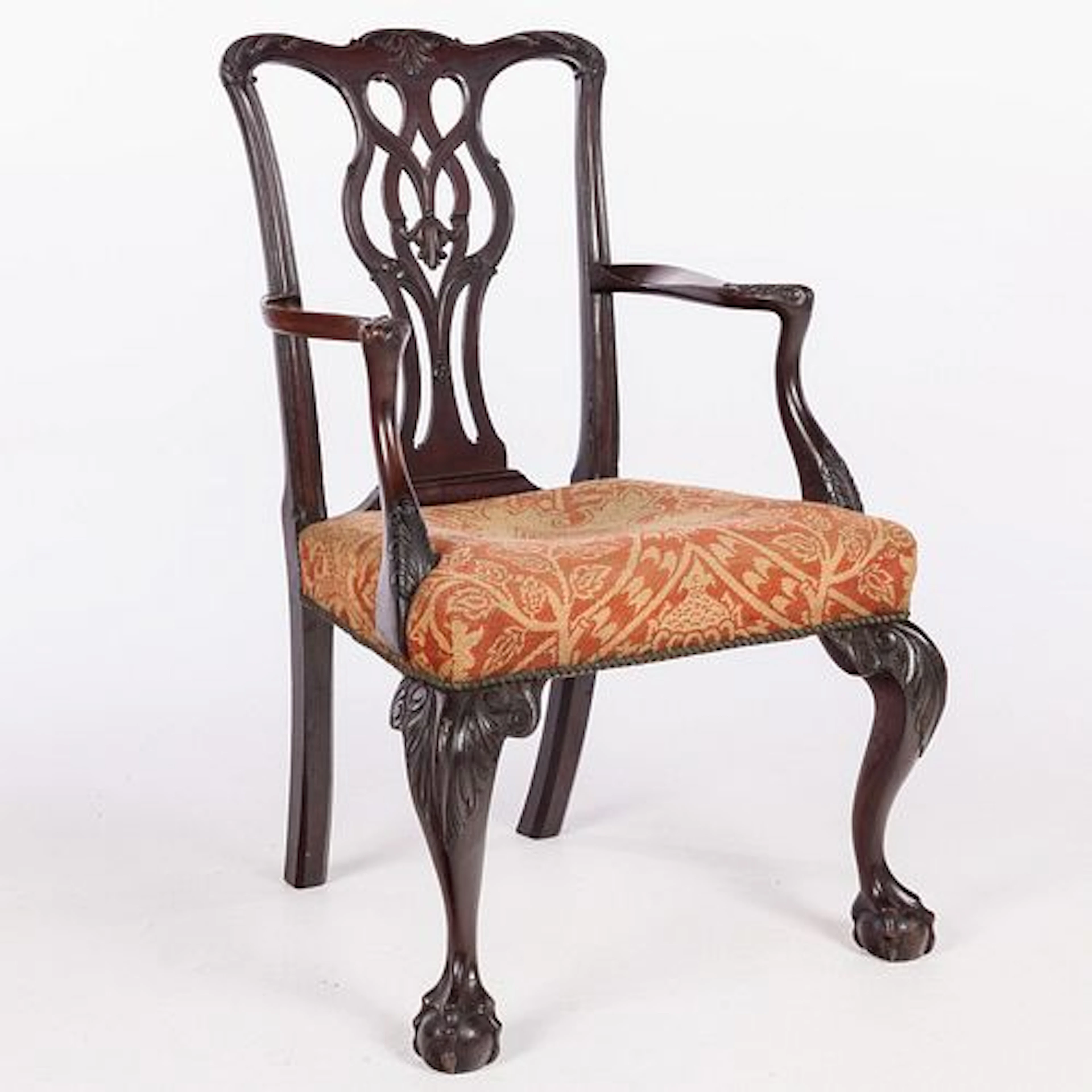 George II Style Mahogany Open Armchair