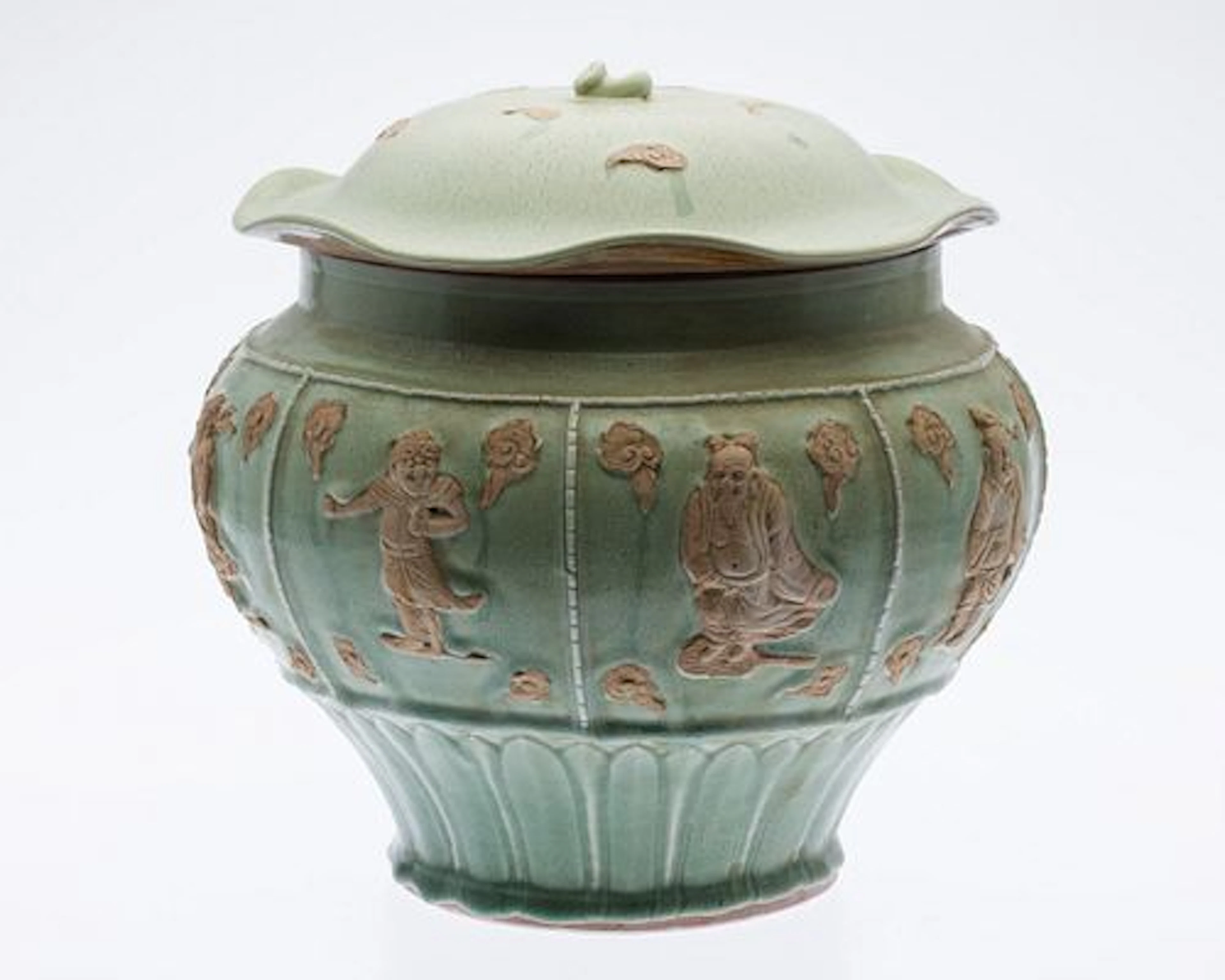 Chinese Longquan Ware Covered Jar