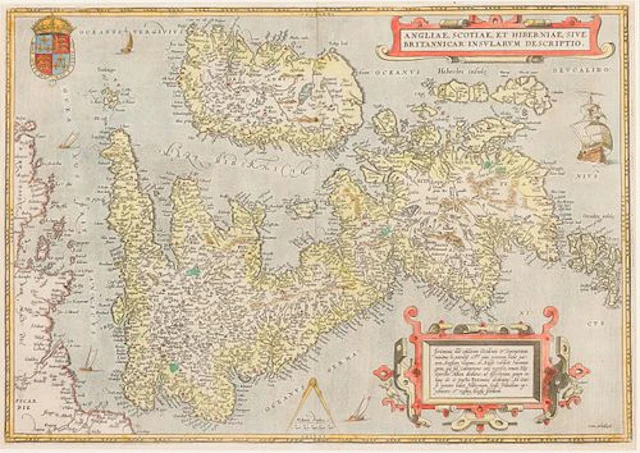 Abraham Ortelius, Map of the British Isles, C. 1571