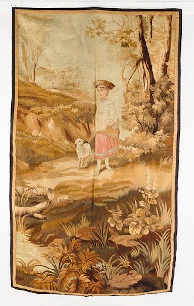 Aubusson Tapestry with Shepherdess 19th C