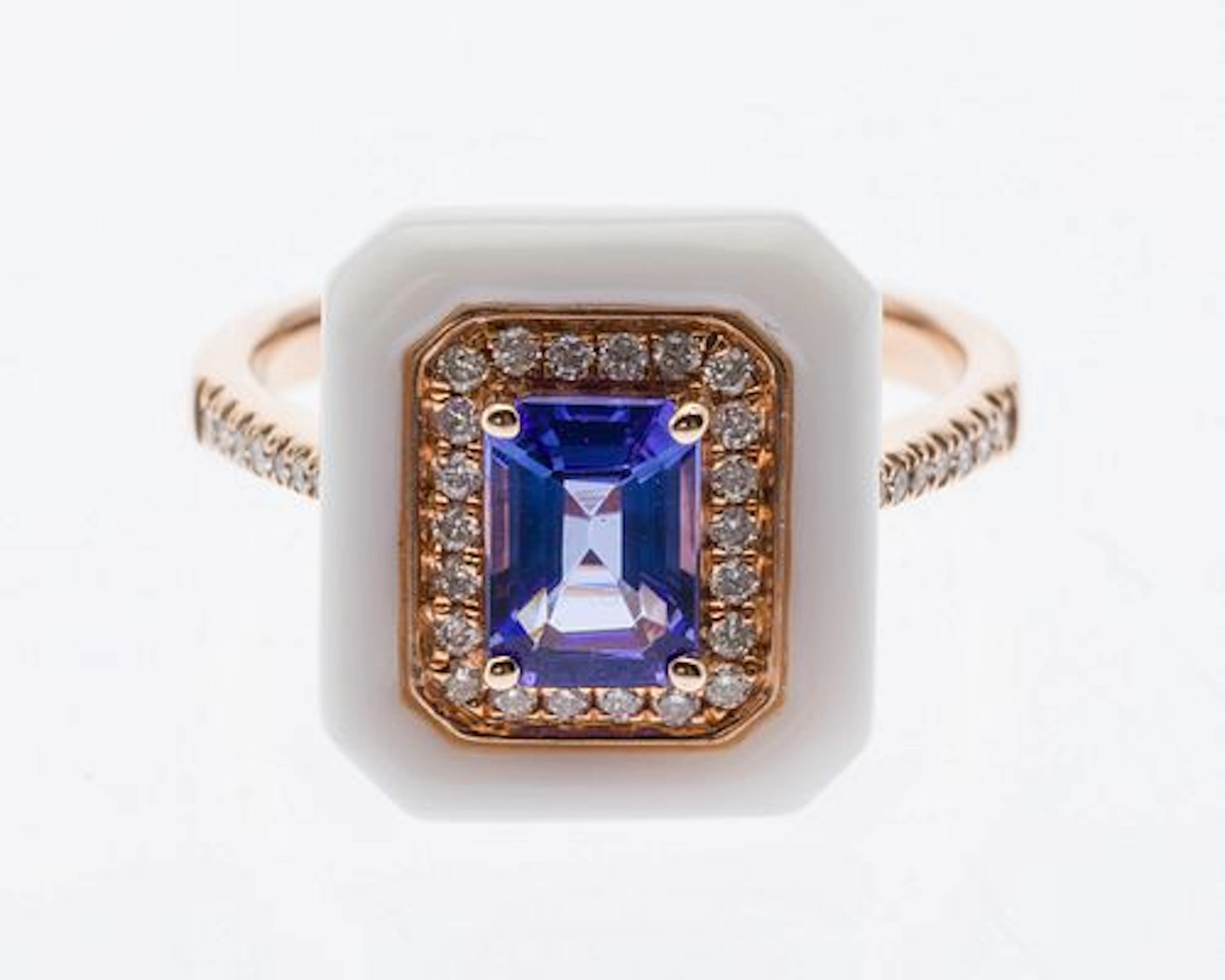 18K Gold, Tanzanite and Diamond Ring, Size 7.25