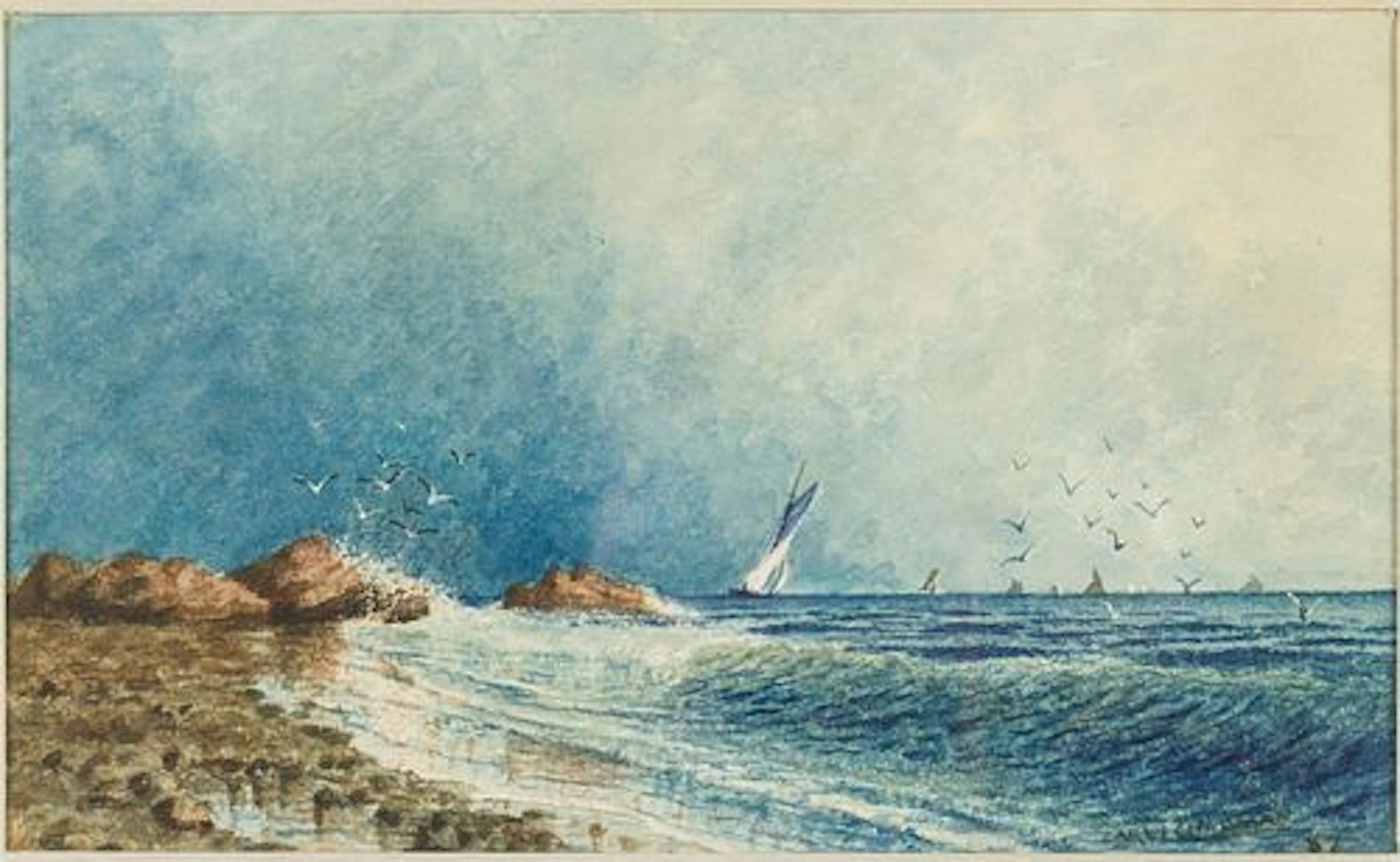 Carl Sharman, Seascape, Watercolor