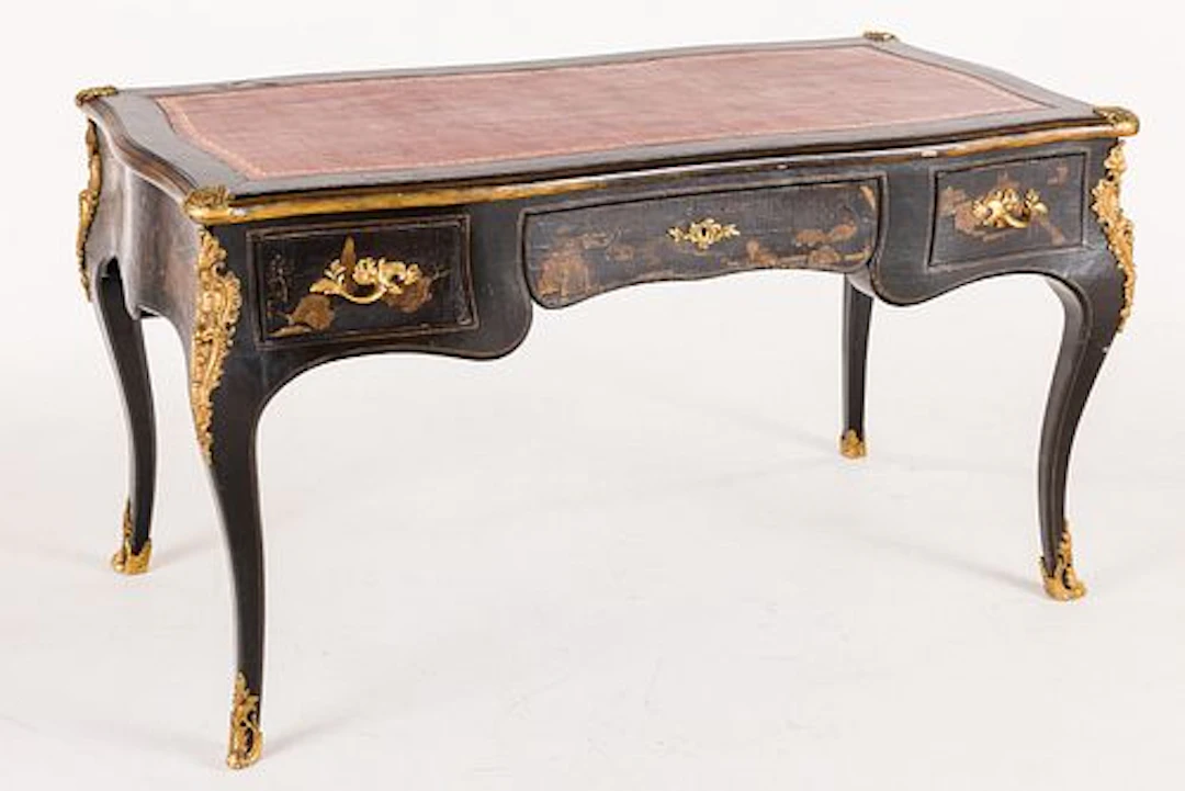 Louis XV Style Black Lacquer Writing Table