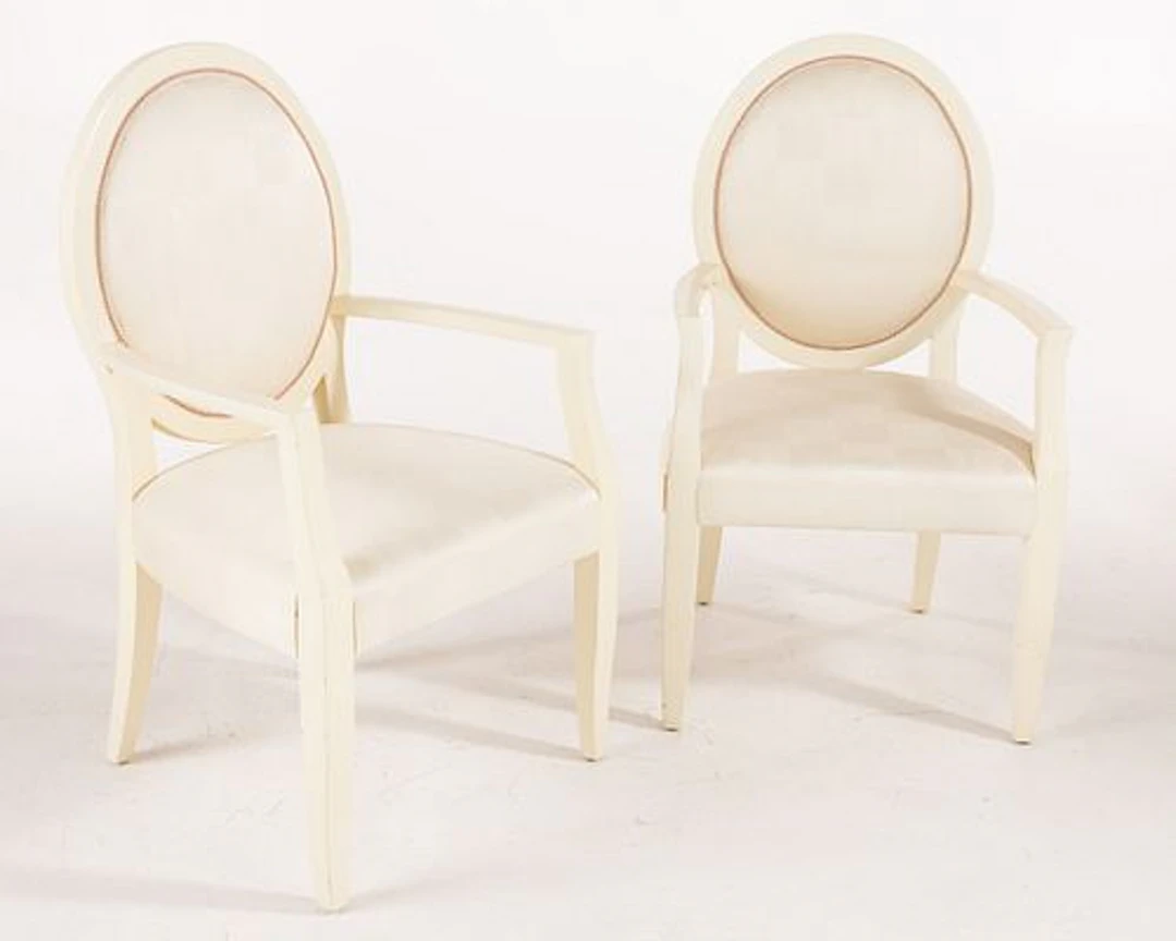 Pair of White Lacquer Armchairs
