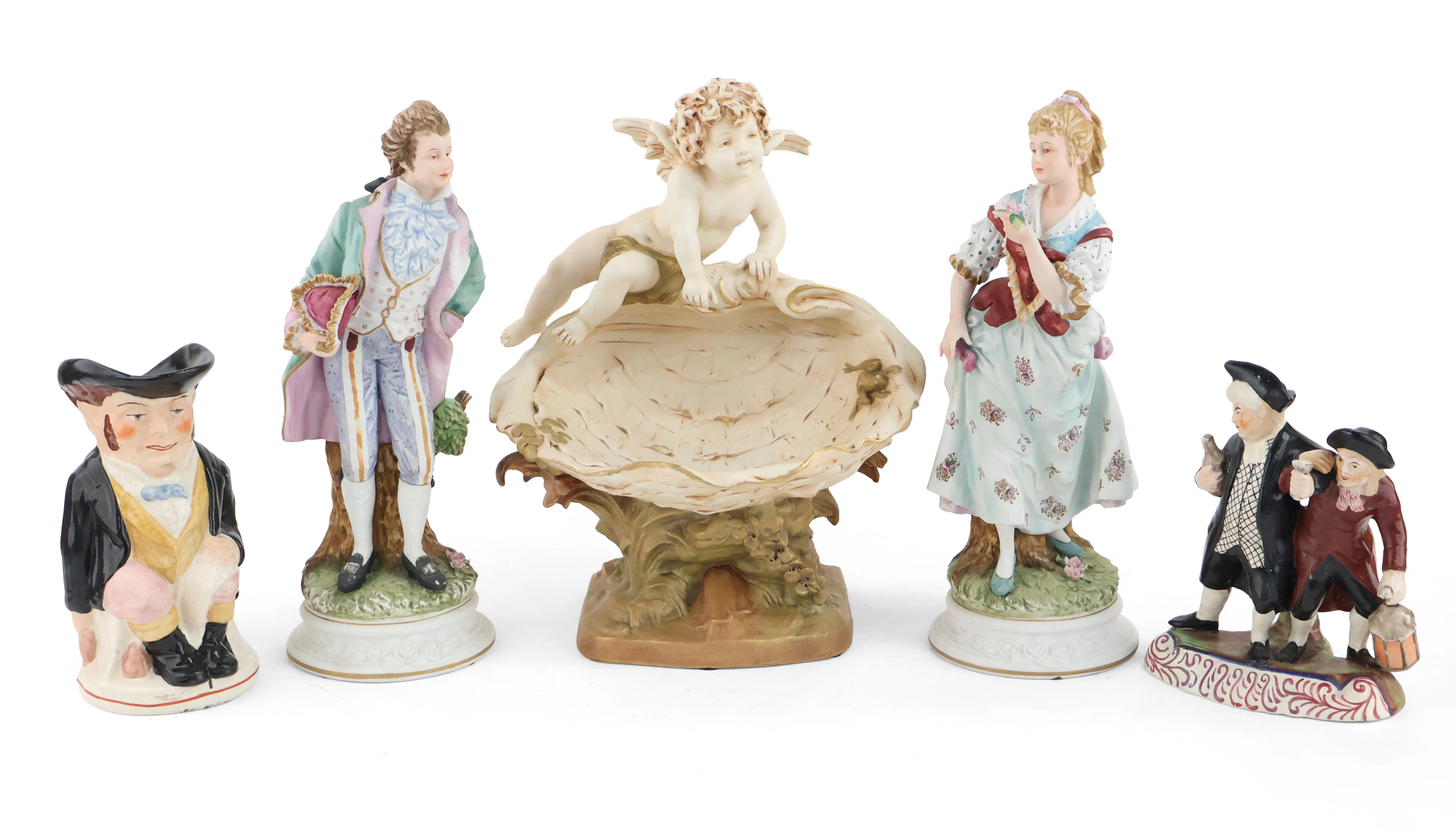 Royal Dux Bohemia Cherub on Seashell Centerpiece