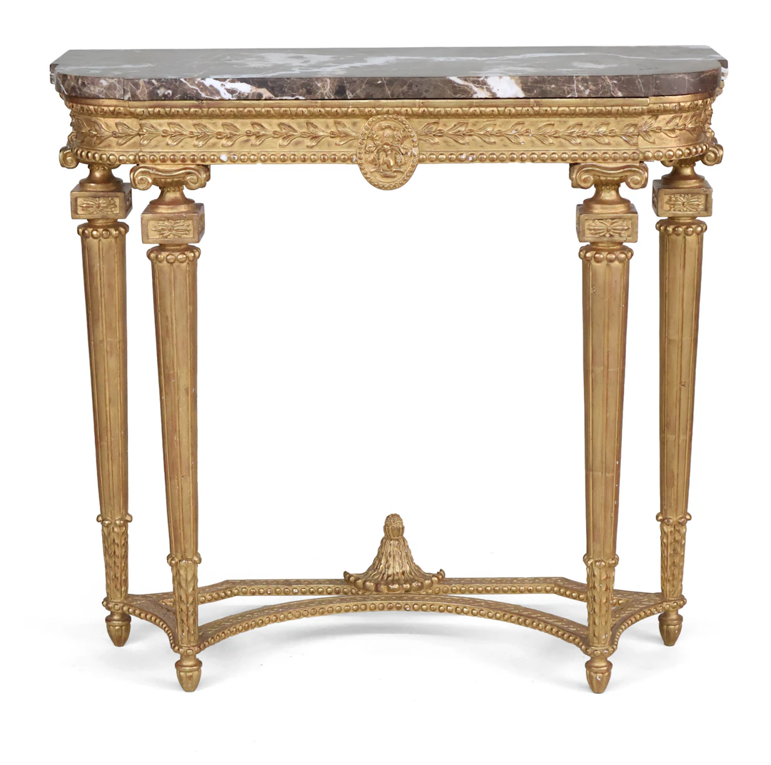 Neoclassical Style Marble Top Giltwood Pier Table
