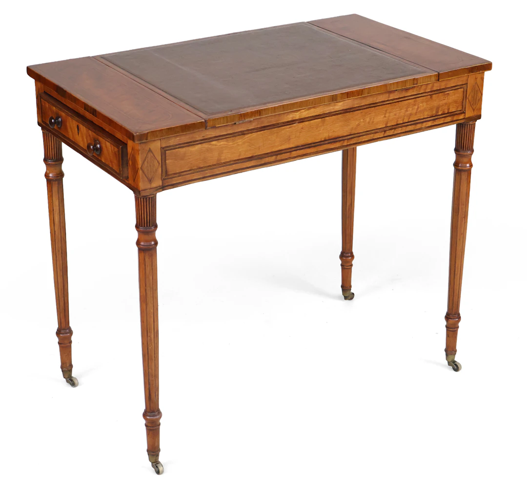 Regency Inlaid Satinwood Two Drawing Writing Desk