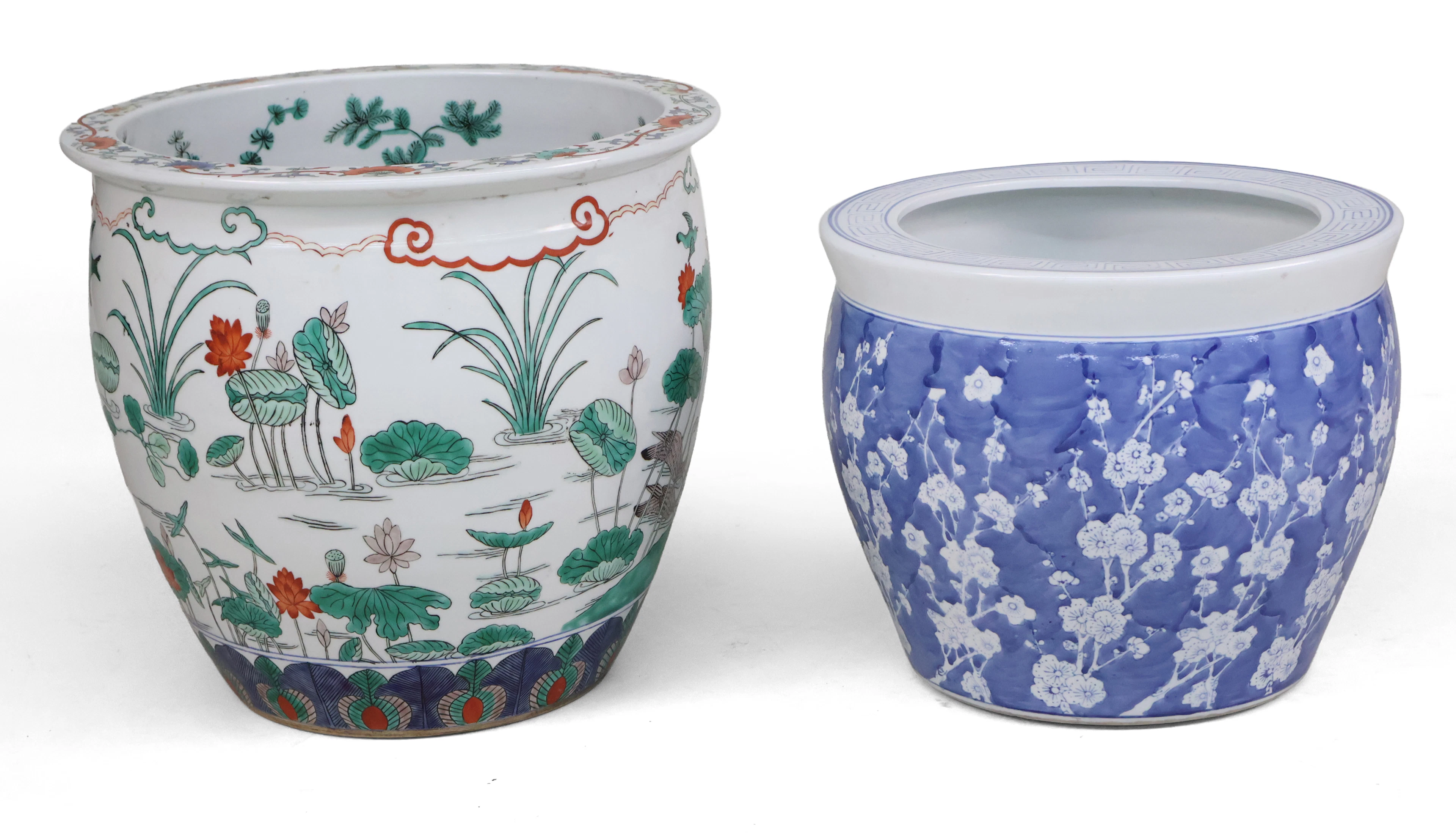 Two Chinese Porcelain Fish Bowls
