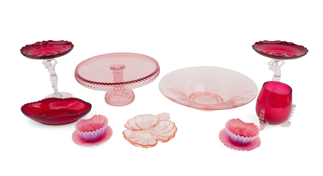 Group of Pink and Red Table Articles