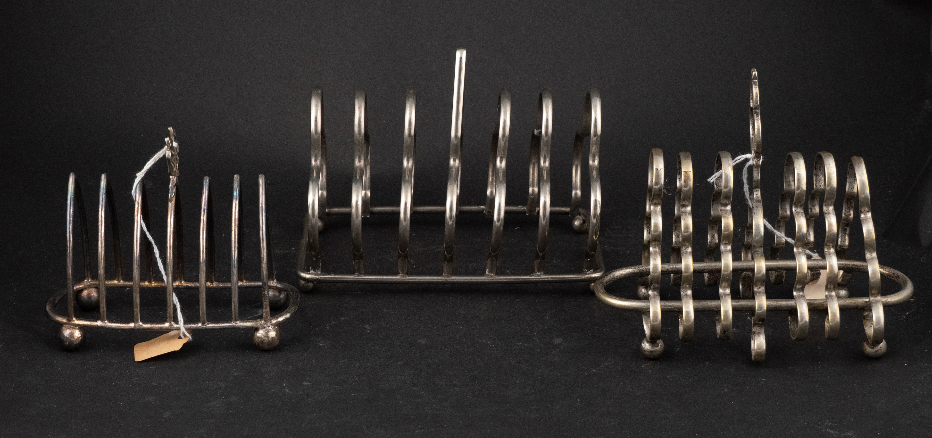 Three Antique Silver Plated Toast Racks
