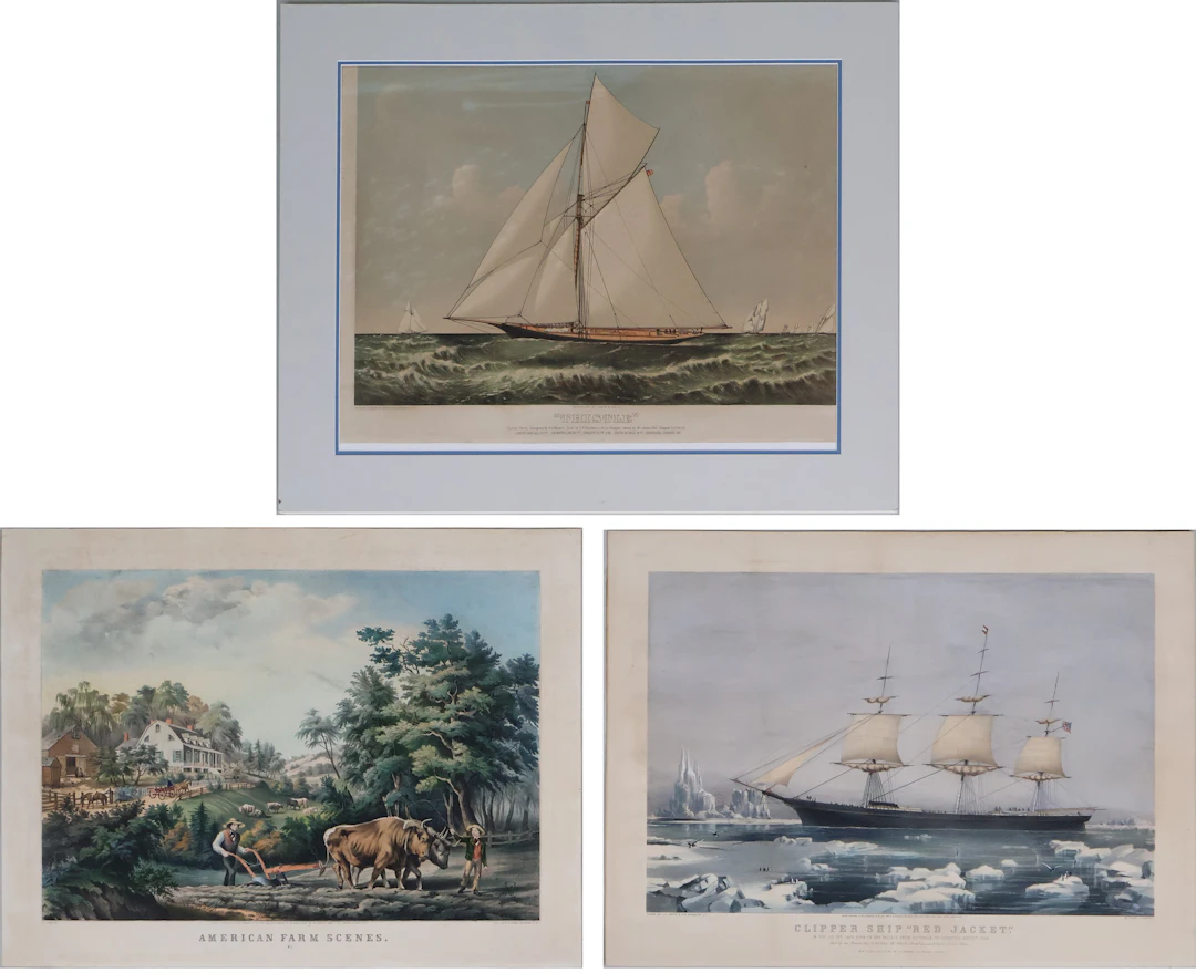 Currier & Ives, Three Unframed, Lithographs