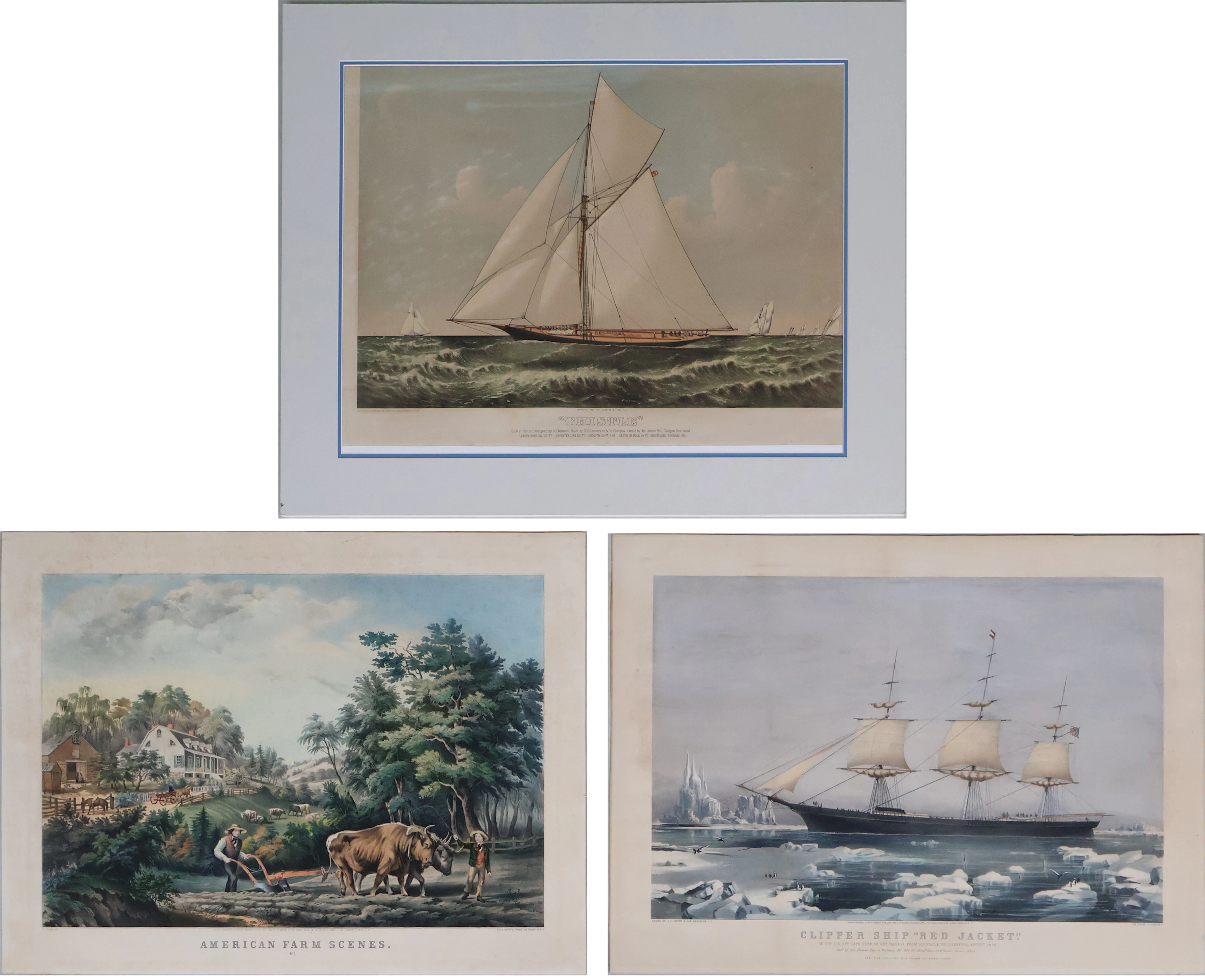 Currier & Ives, Three Unframed, Lithographs