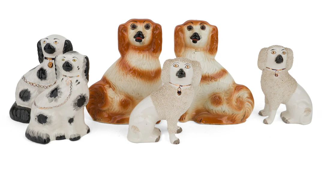 Six Staffordshire Dogs