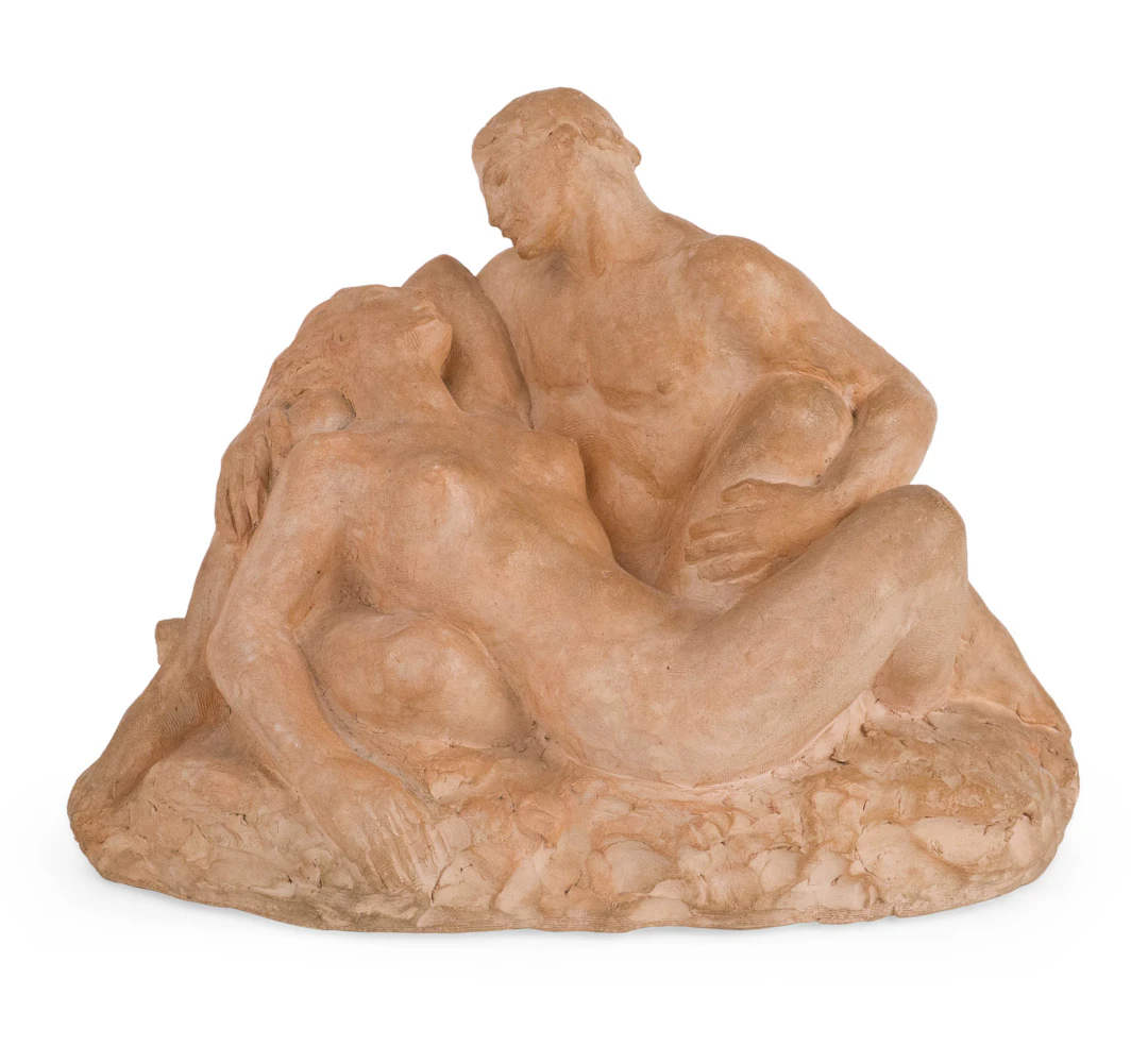 Wheeler Williams, 1897-1972, Embracing Couple, Terra Cotta Maquette