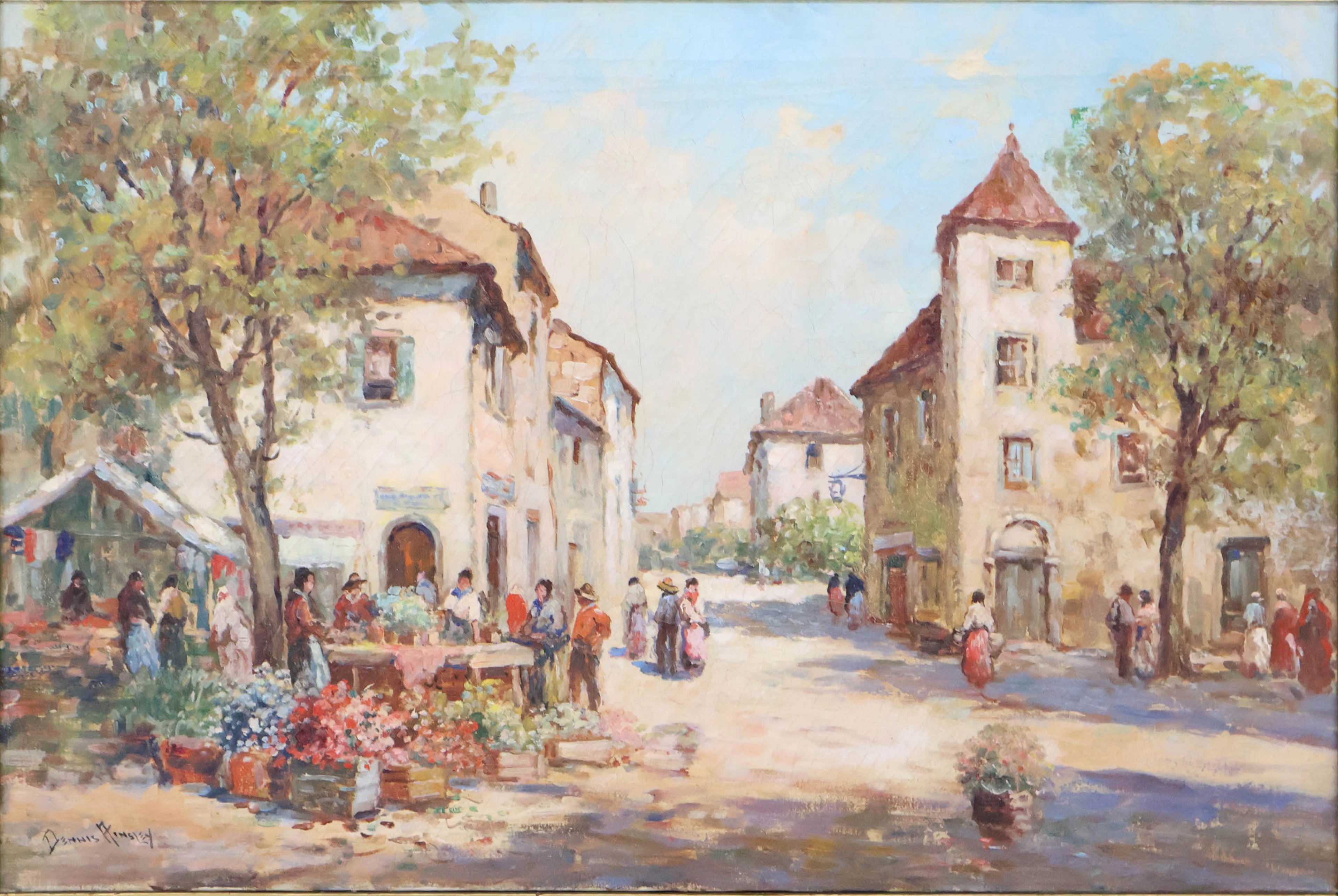 Dennis Ainsley, 1880-1952, French Market Scene, Oil on Canvas