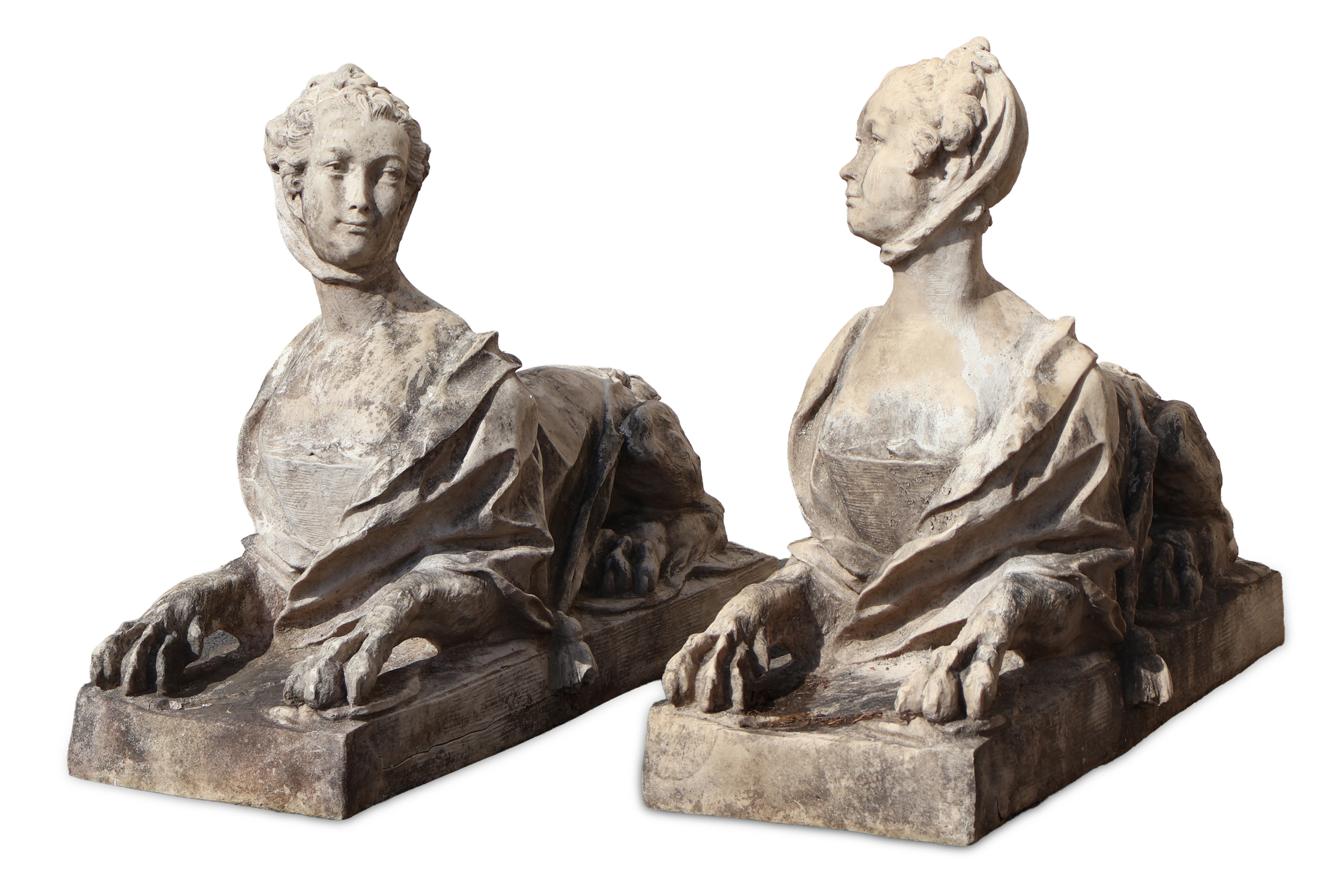 Pair of Cast Resin Sphinxes