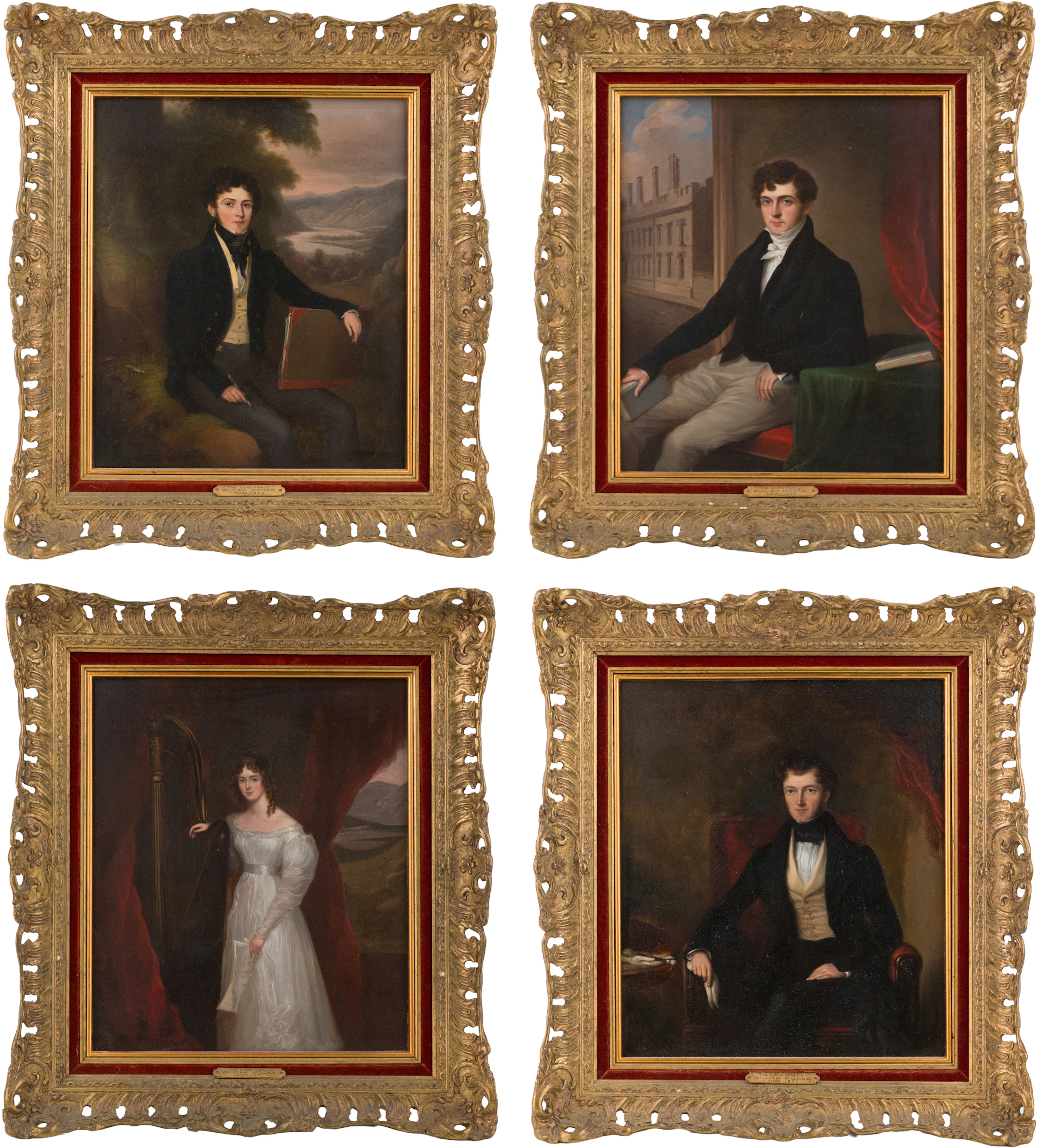 William (1790) Moore, British 1790-1851, Set of Four Portraits of