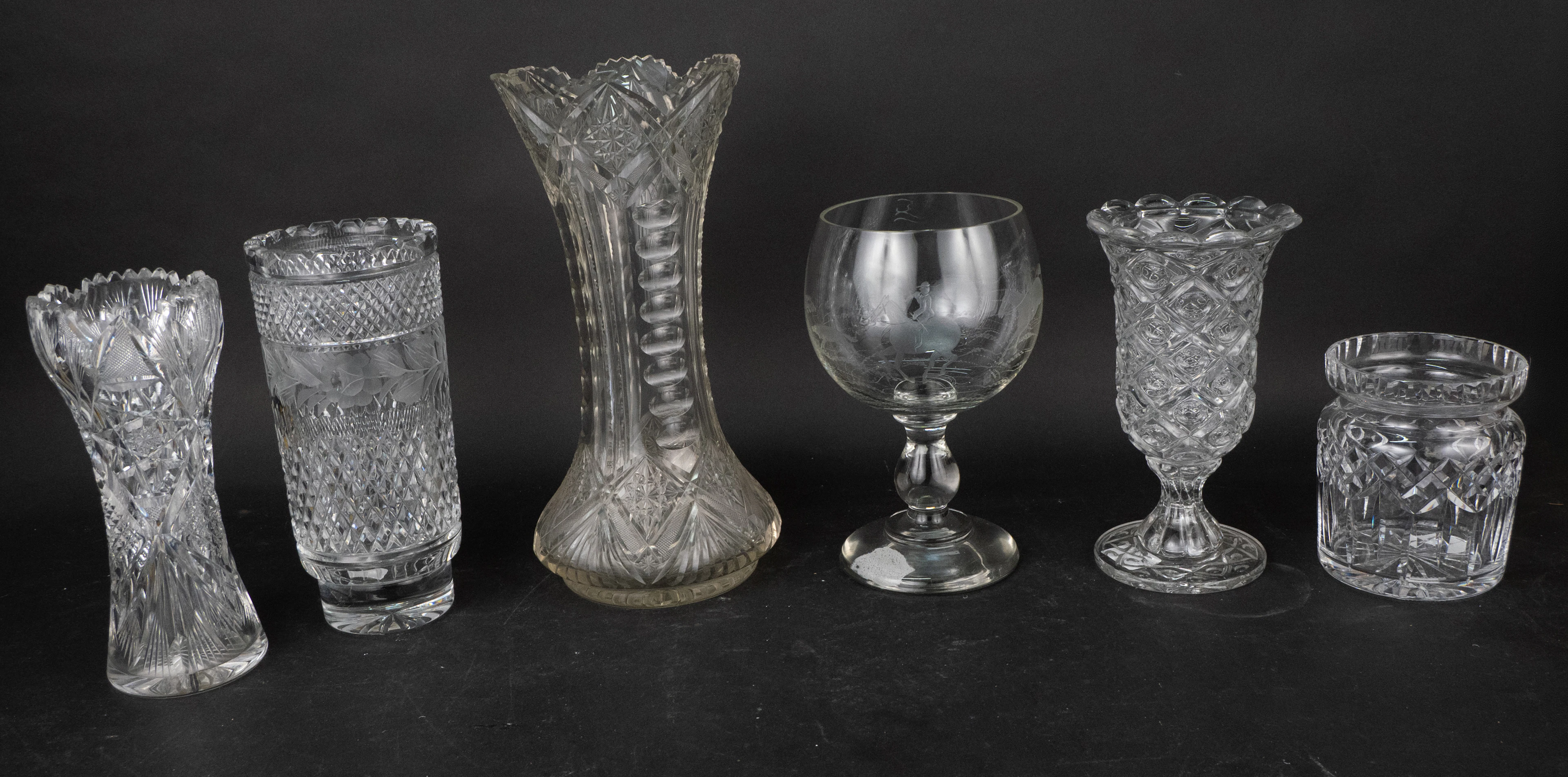 Three Cut Glass Vases