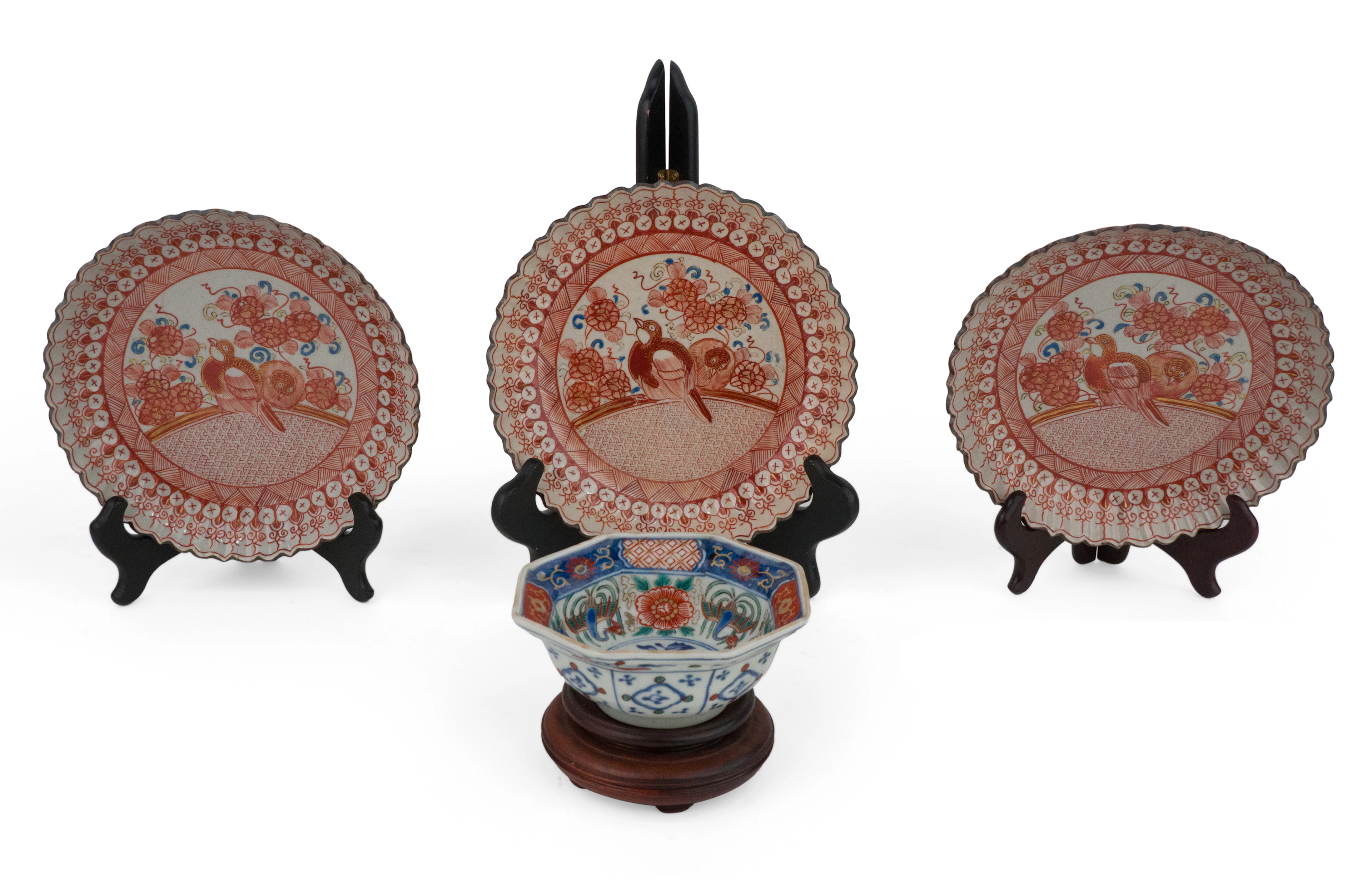 Ten Japanese Kutani Bird-Decorated Plates