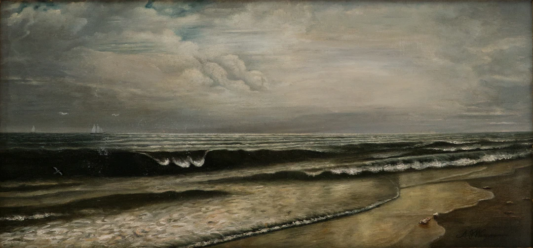 A.J. Wiegman, Waves Crashing on Shore, Oil on Canvas