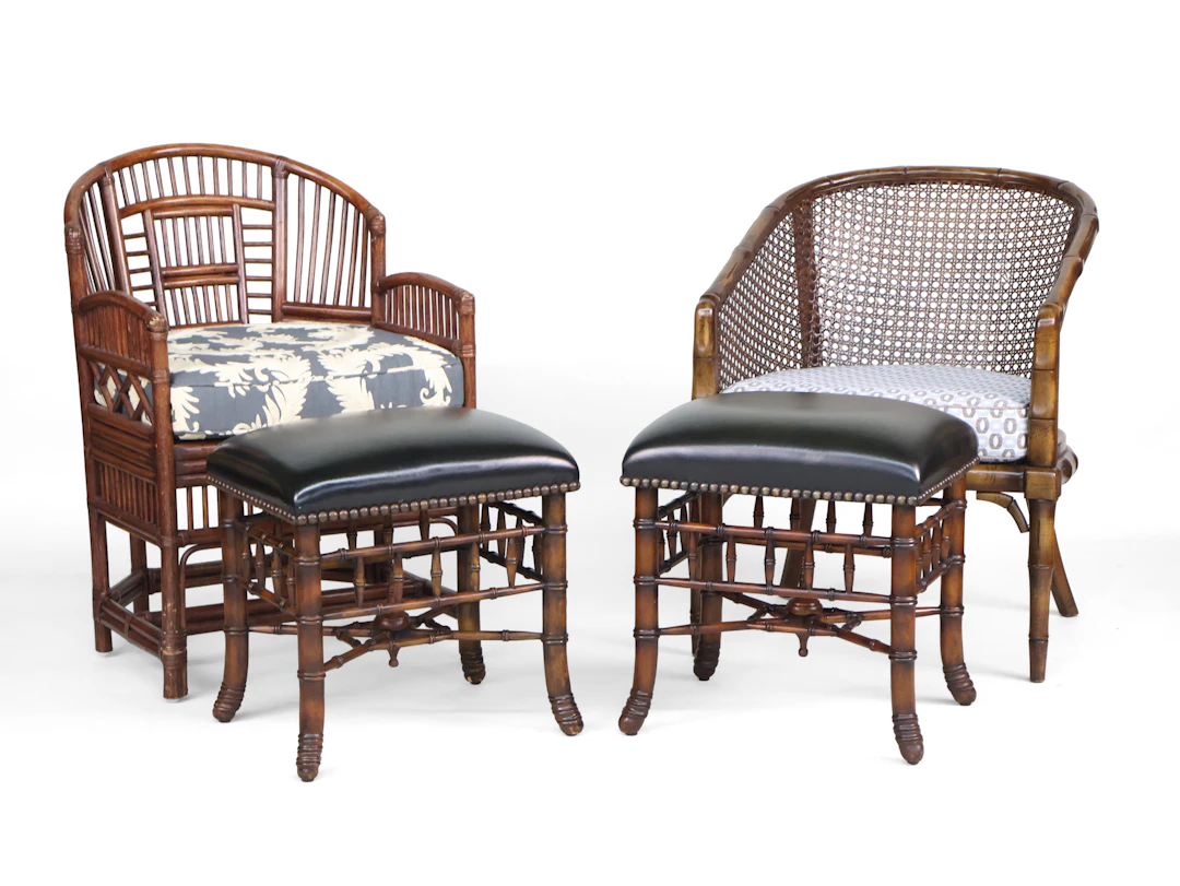 Group of Regency Style Rattan and Faux-Bamboo Furniture