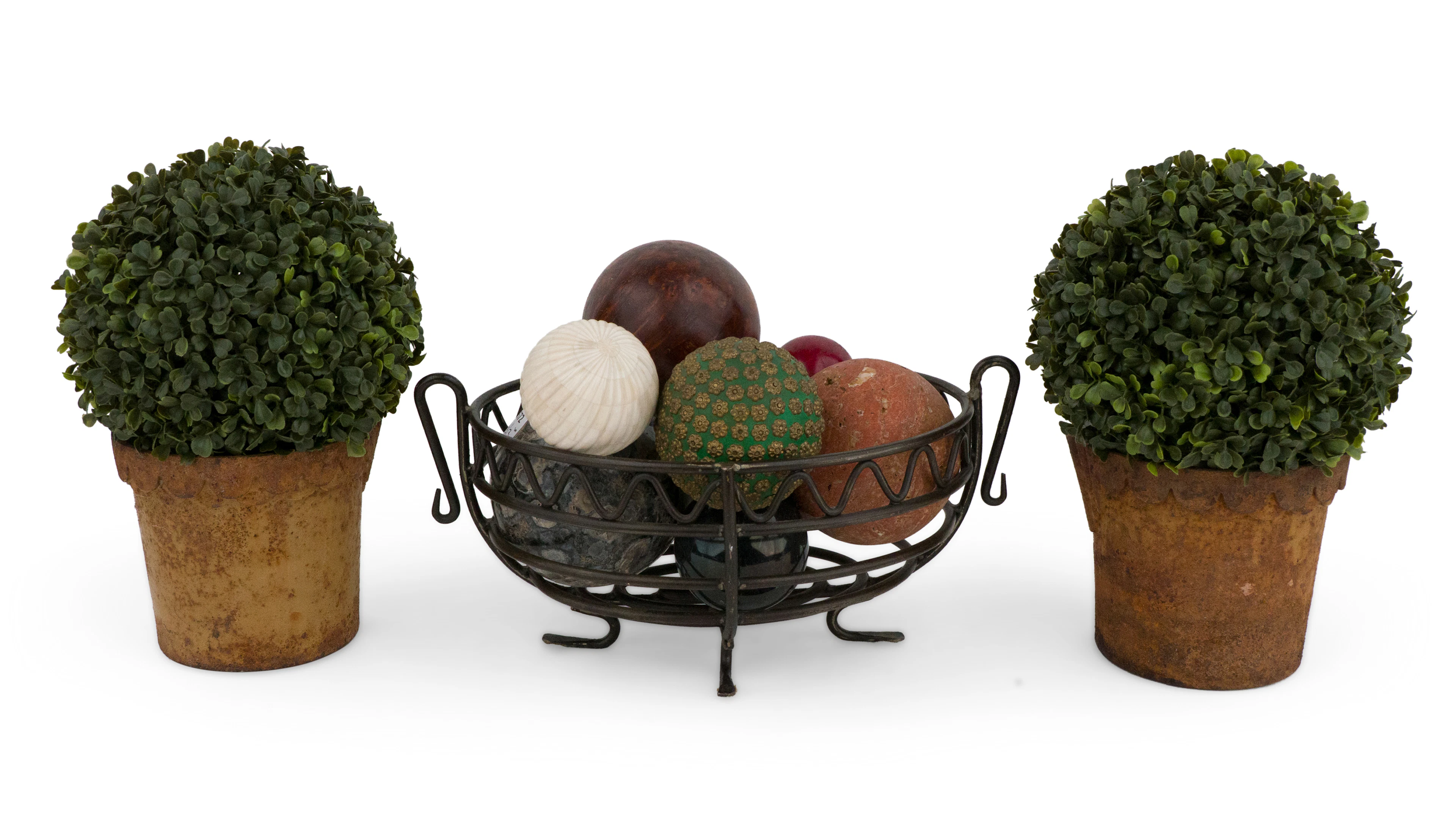 Modern Metal Bowl with Assorted Carpet Balls