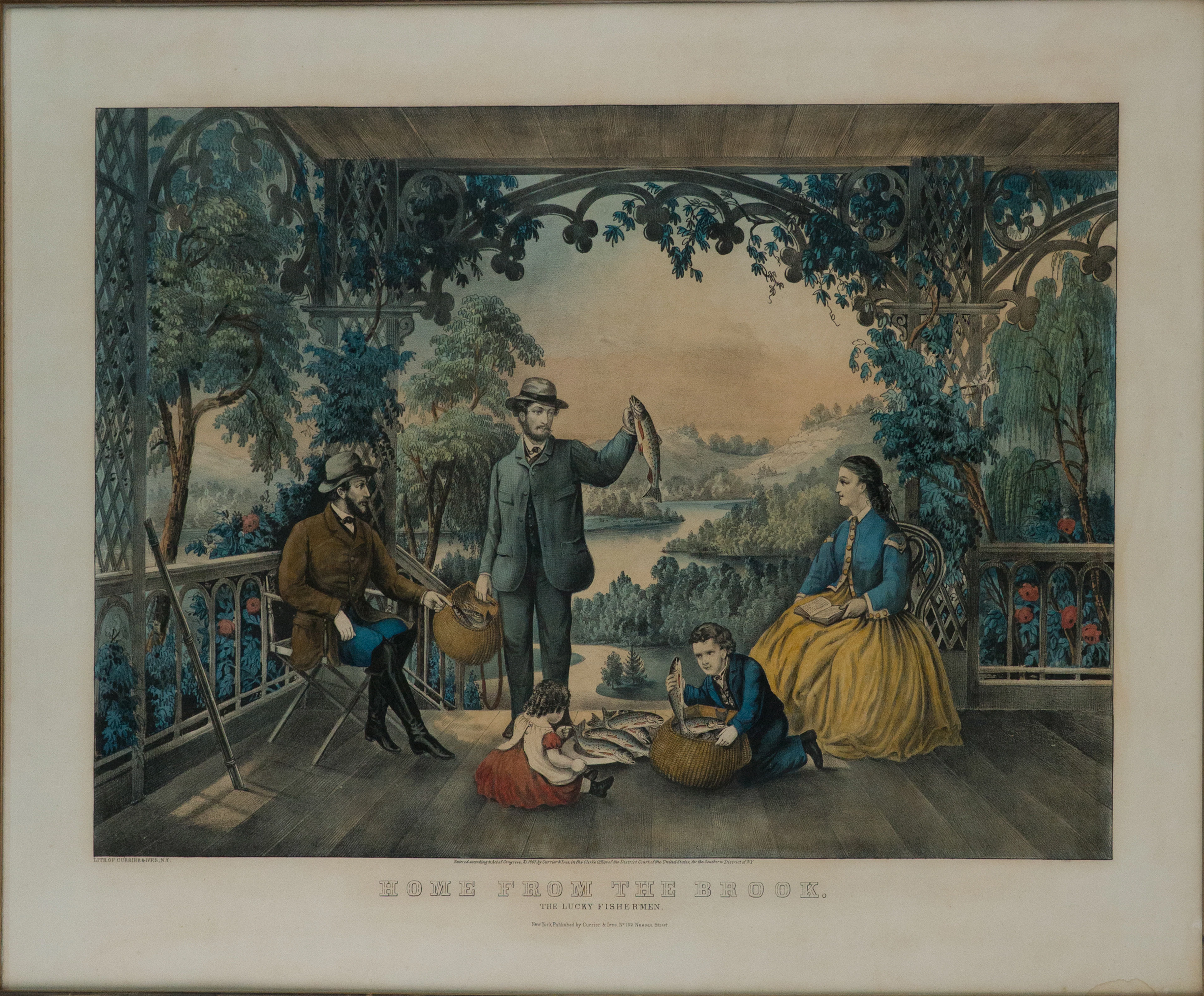 Currier & Ives, Home from the Brook, Lithograph