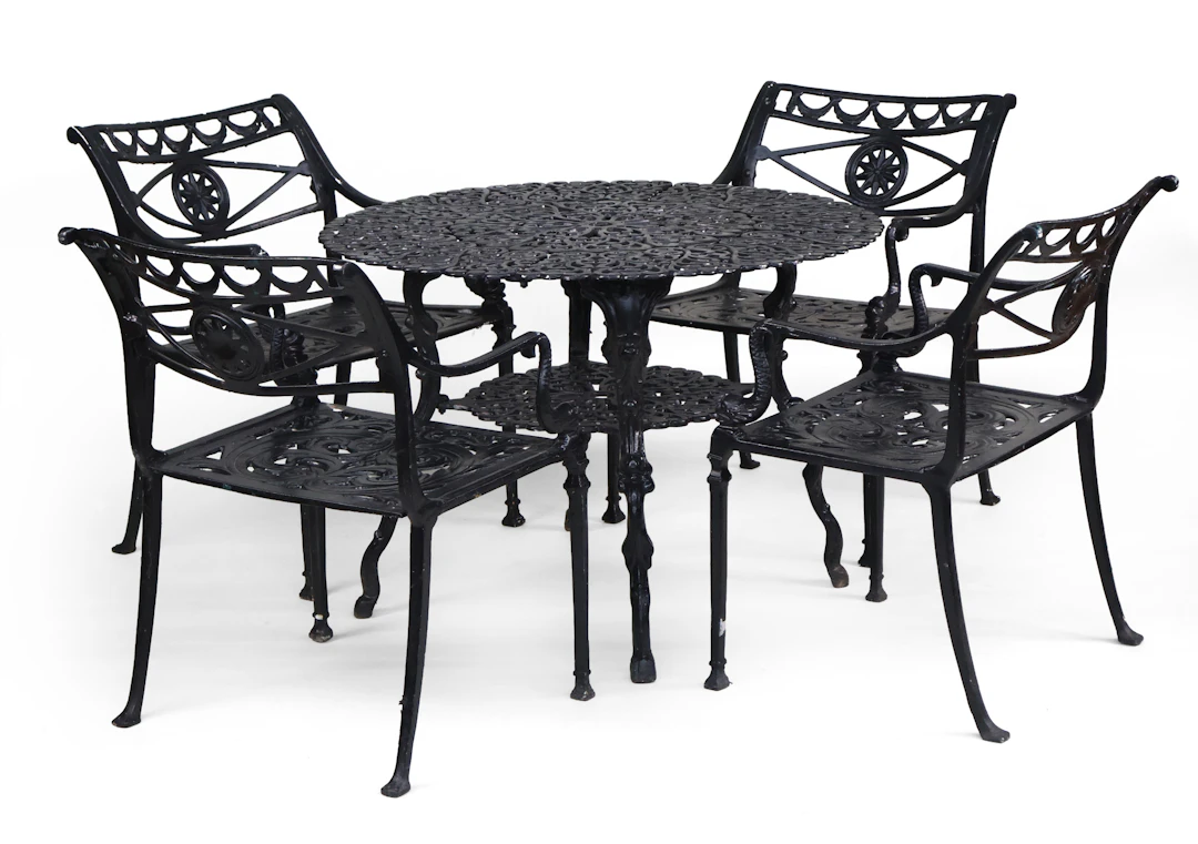Black Painted Metal Garden Bistro Set