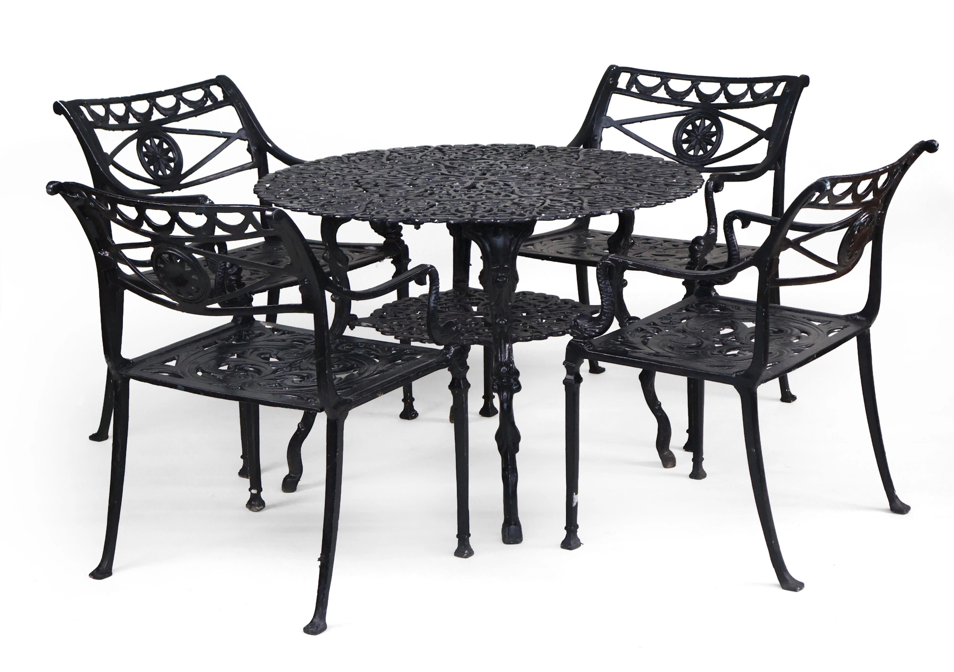 Black Painted Metal Garden Bistro Set