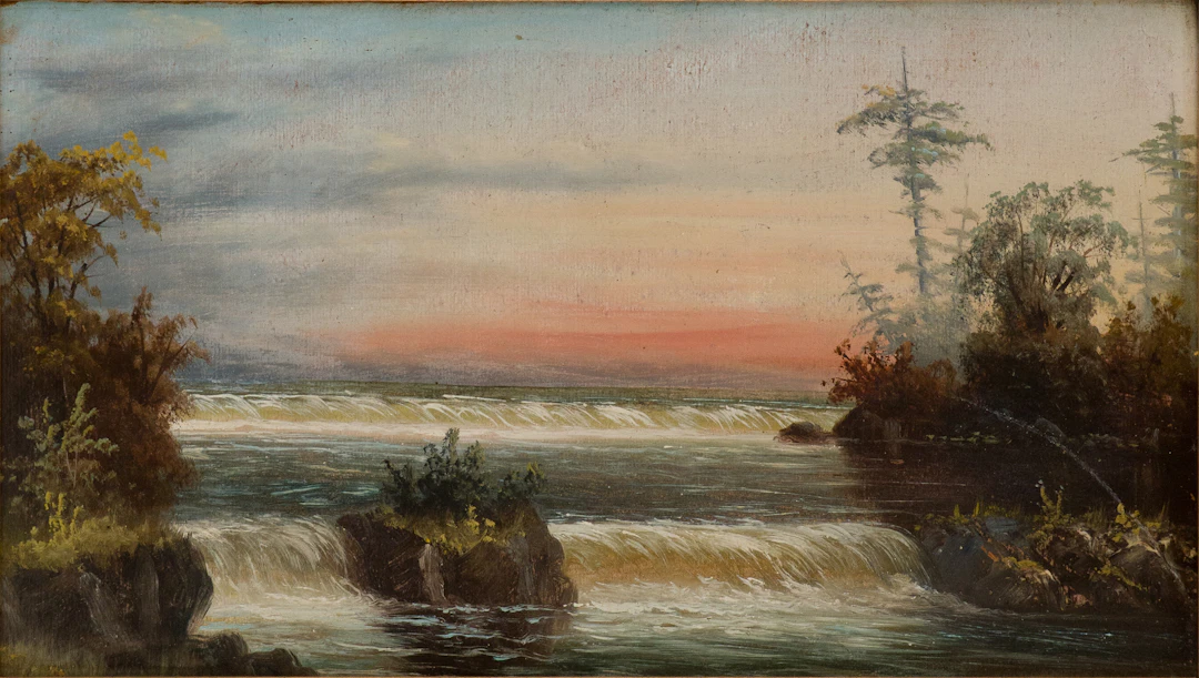 William Merritt Post, 1856-1935, Waterfall, Oil on Board