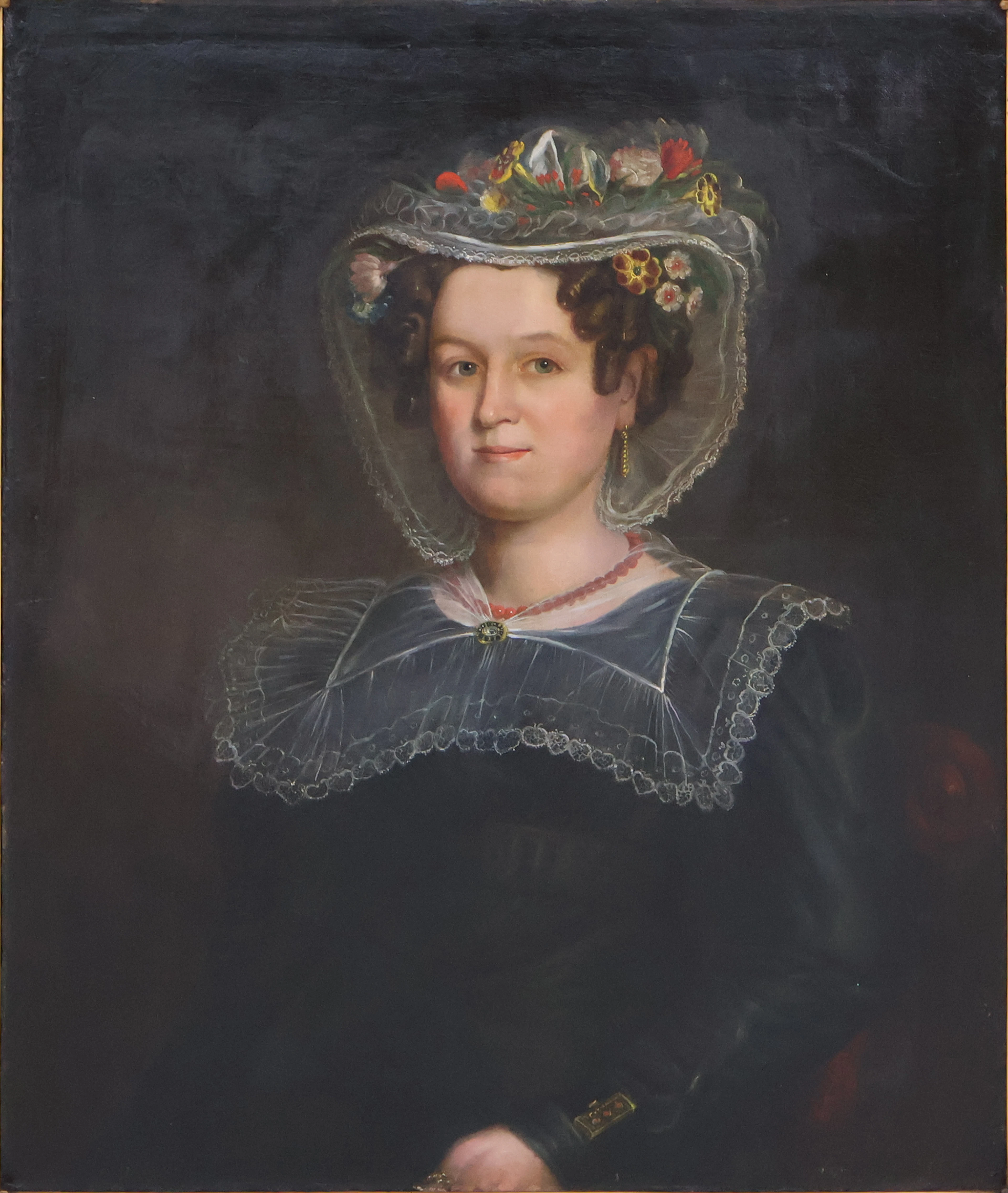Portrait of a Lady with Lace Bonnet, Oil on Canvas