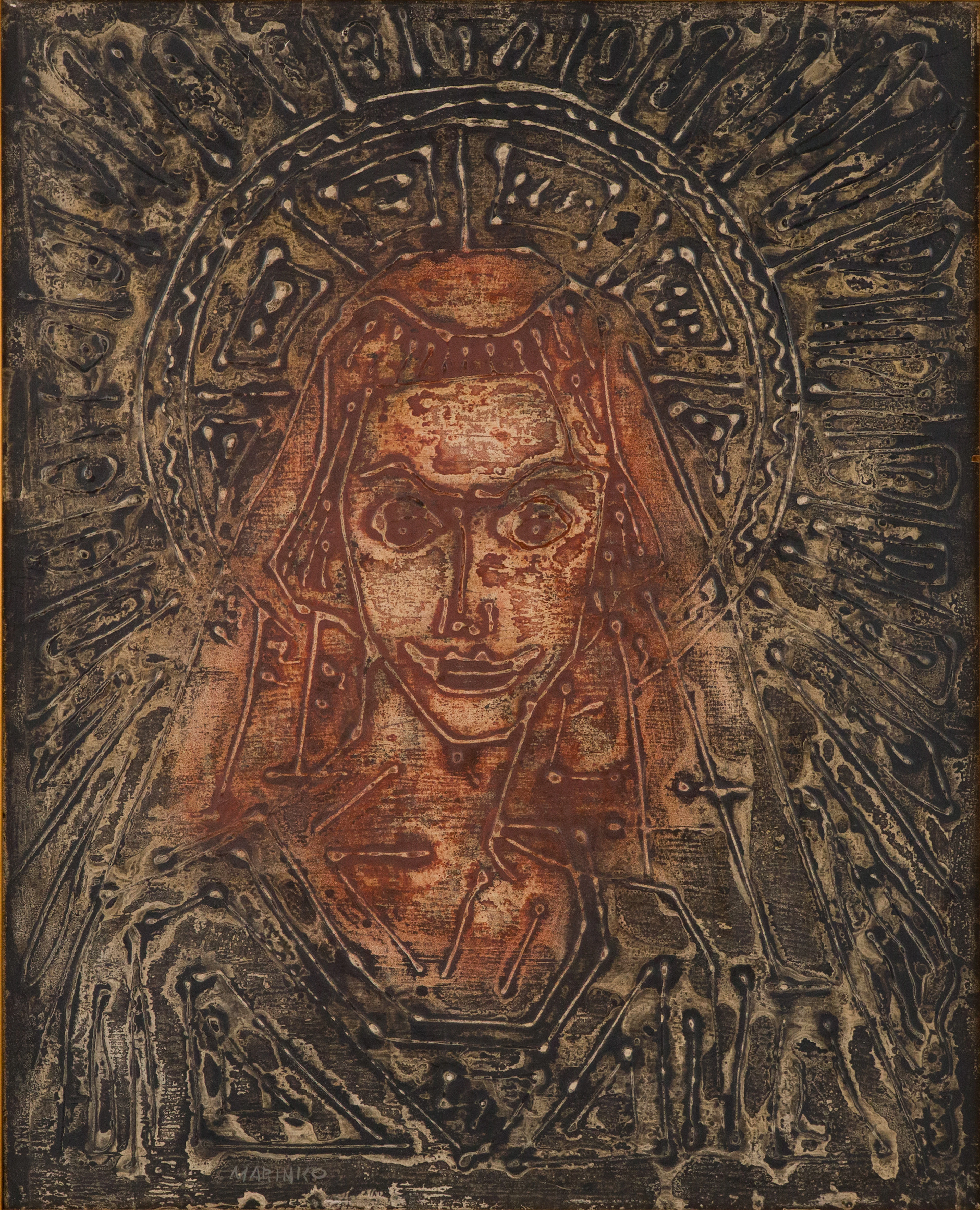 George J Marinko, 1908-1989, Girl with Halo, Mixed Media on Board