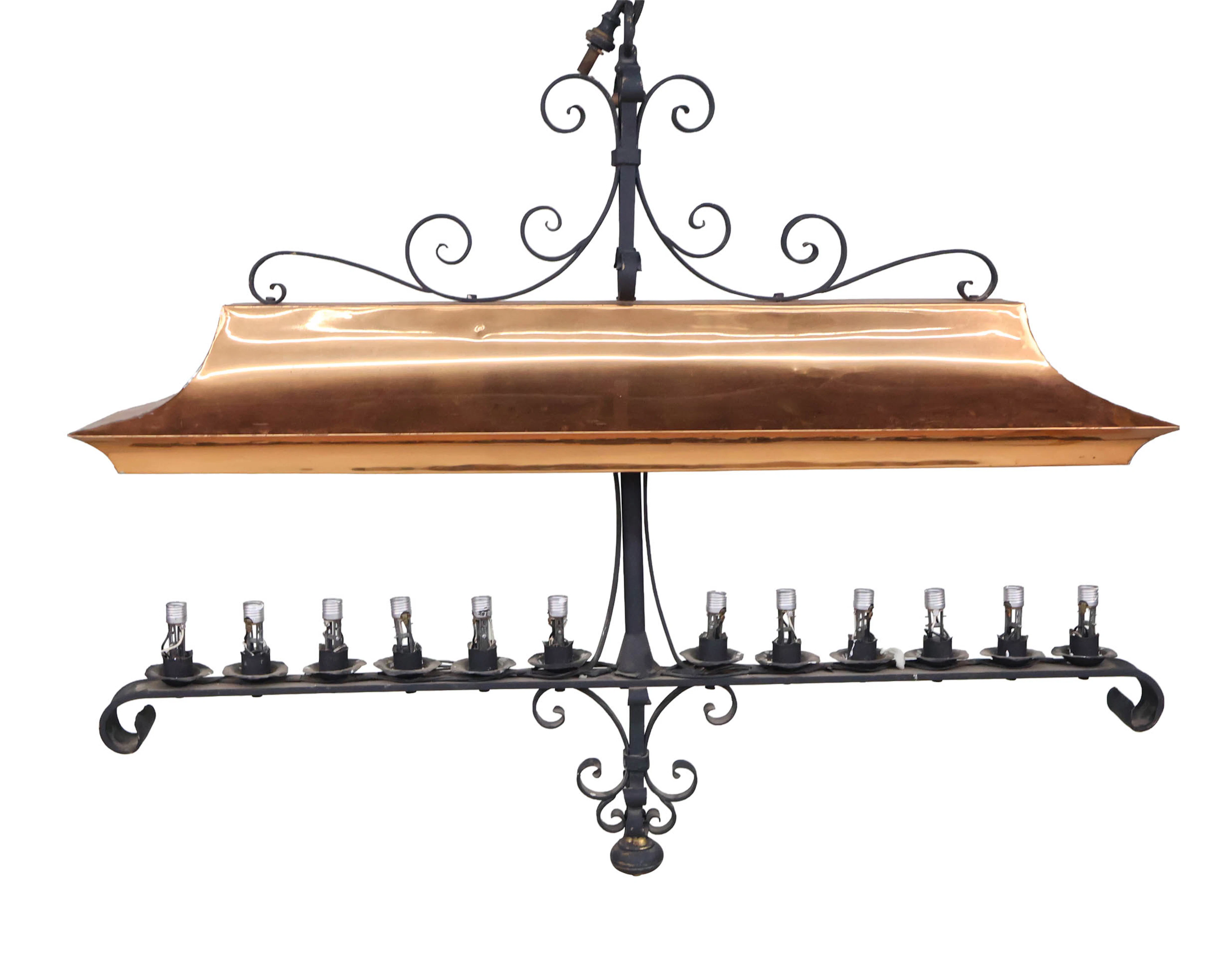 Copper and Wrought Iron Lighting Fixture