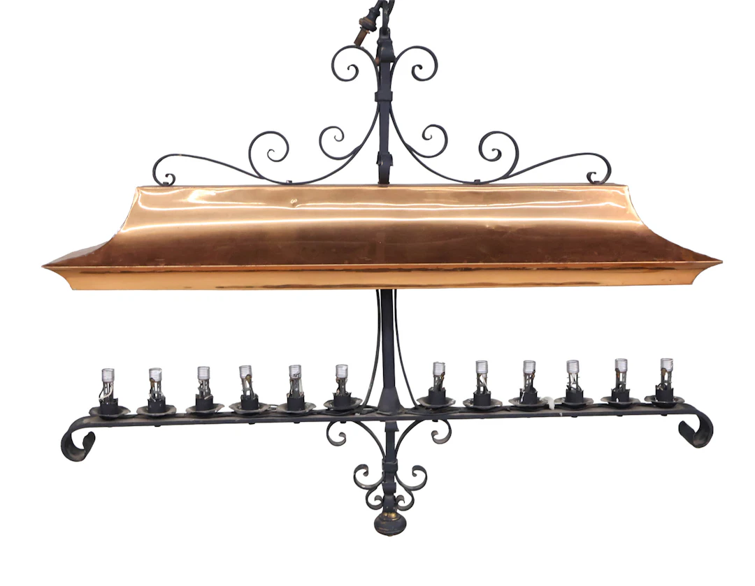 Copper and Wrought Iron Lighting Fixture