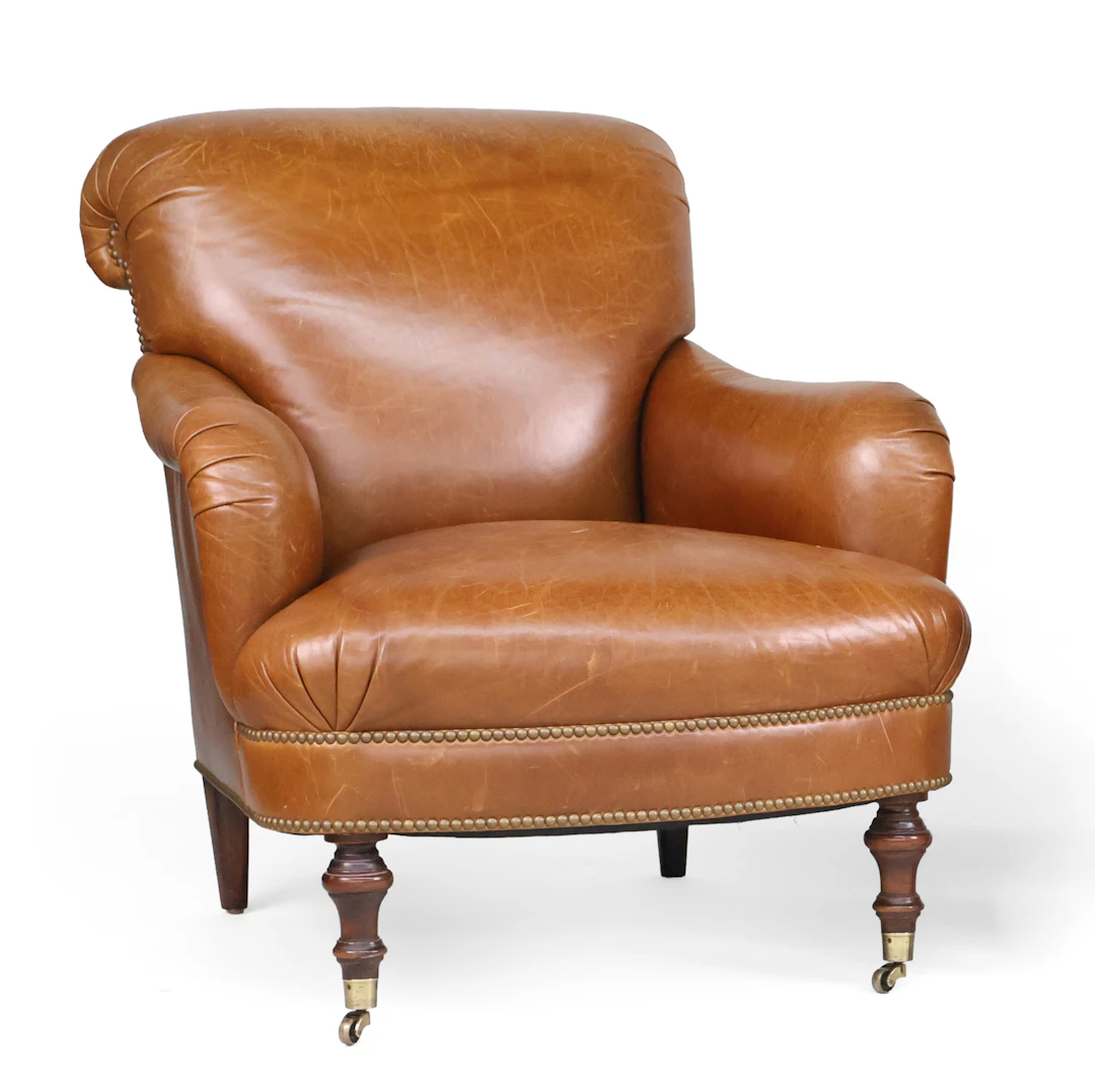 Edward Ferrell Brown Leather Club Chair