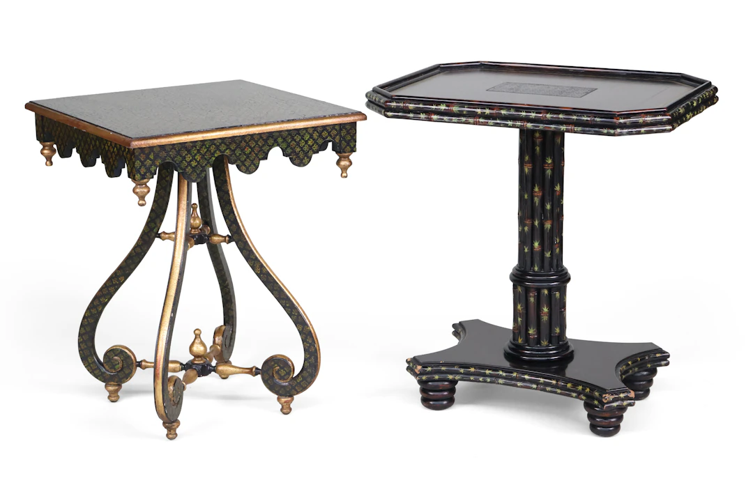 Maitland-Smith Painted Faux-Bamboo Side Table