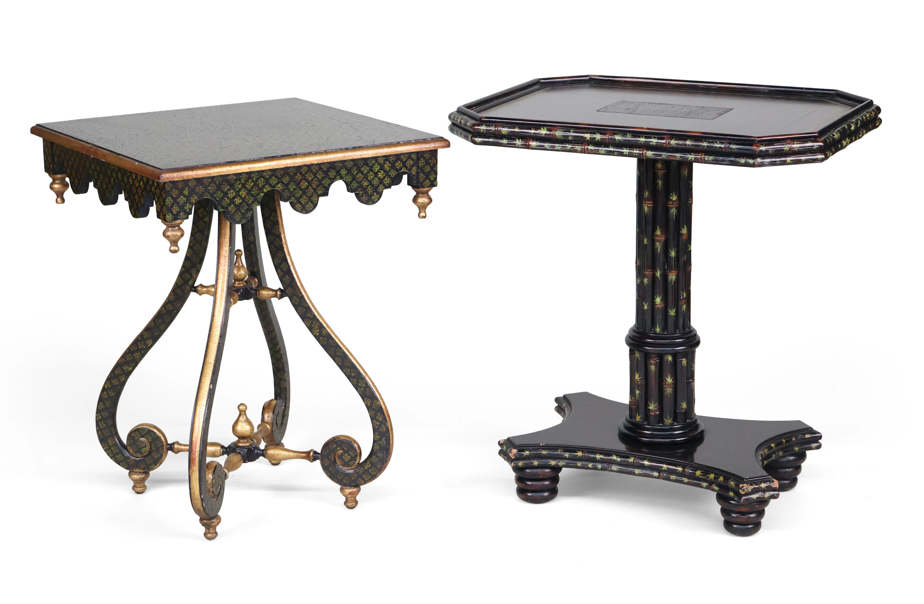 Maitland-Smith Painted Faux-Bamboo Side Table