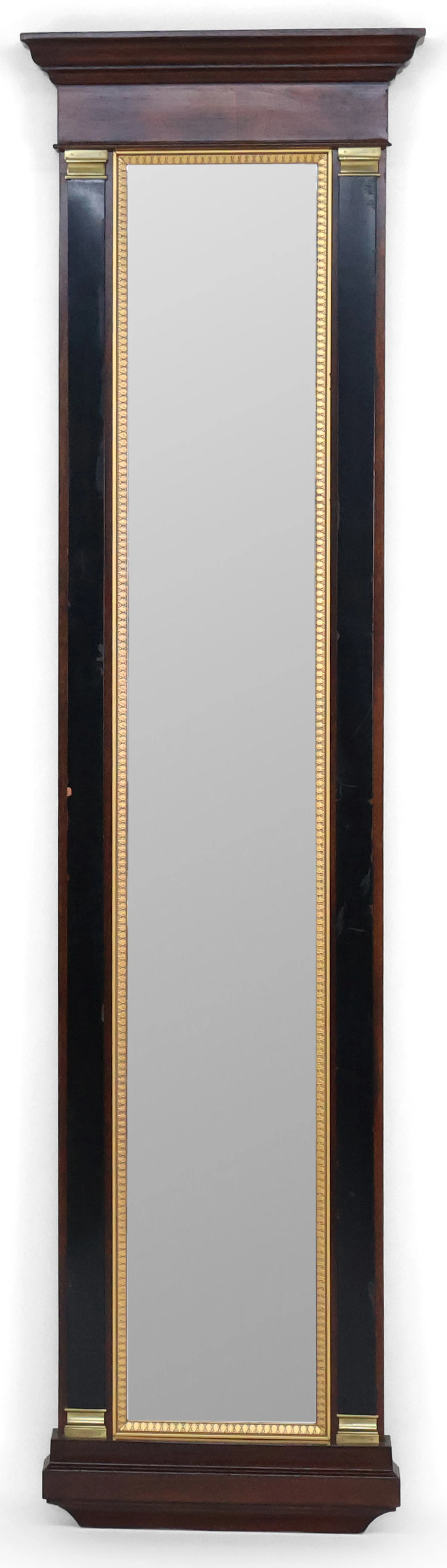 French Empire Style Parcel-Gilt and Brass Mahogany Pier Mirror