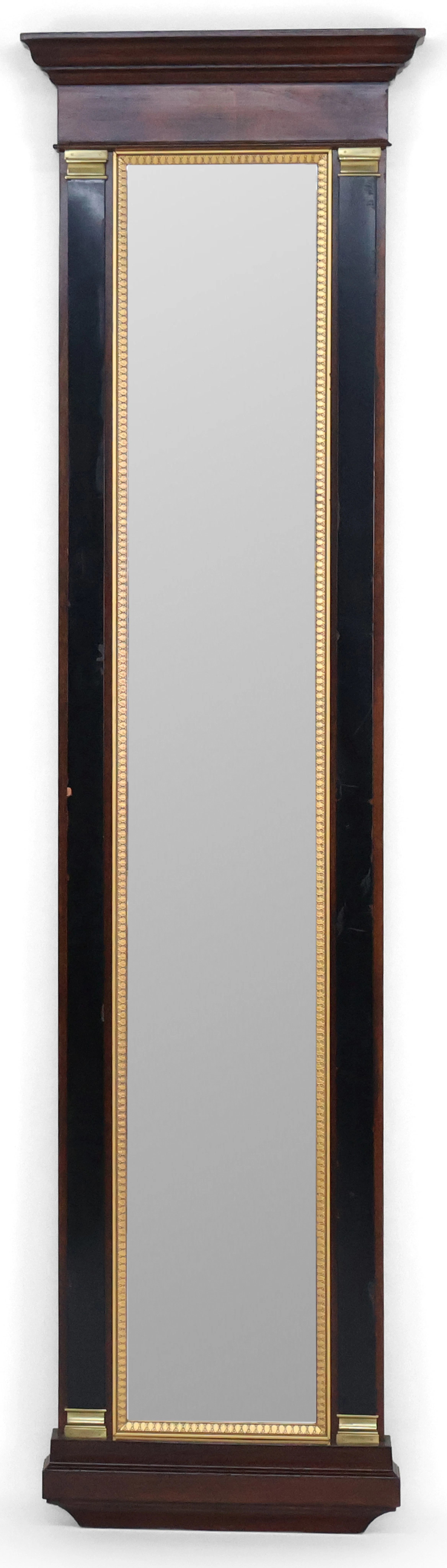 French Empire Style Parcel-Gilt and Brass Mahogany Pier Mirror