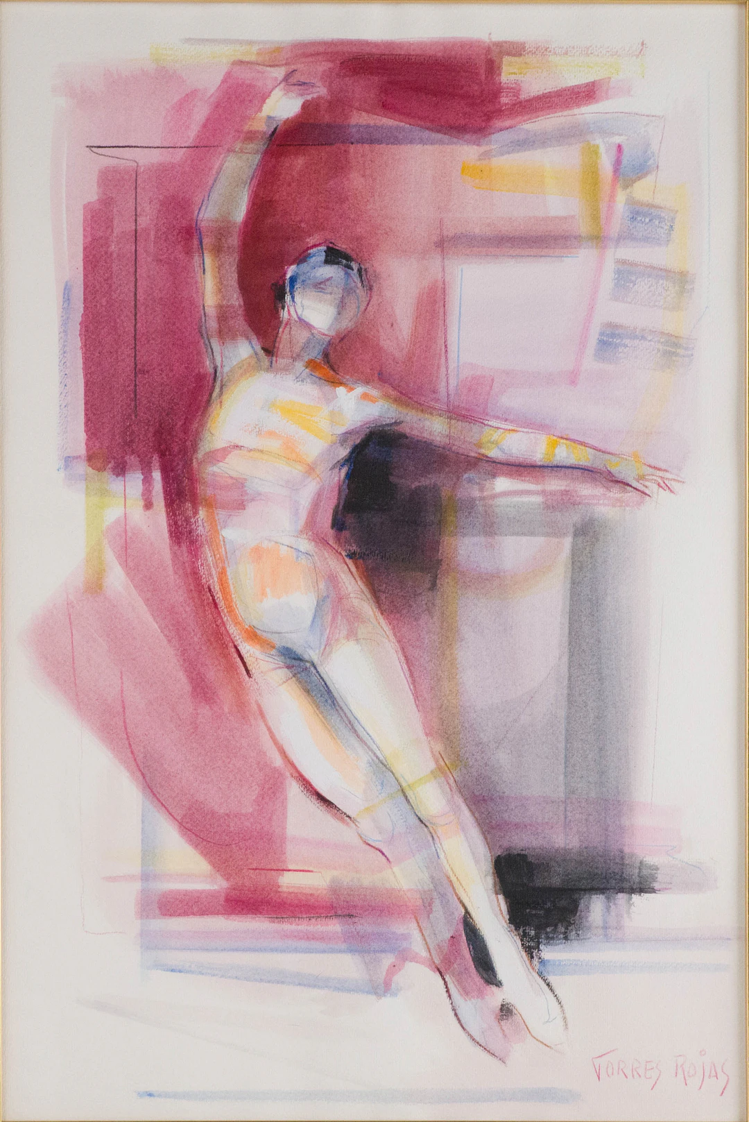 Raul Torres Rojas, 1924-, Dancing Figure, Mixed Media on Paper