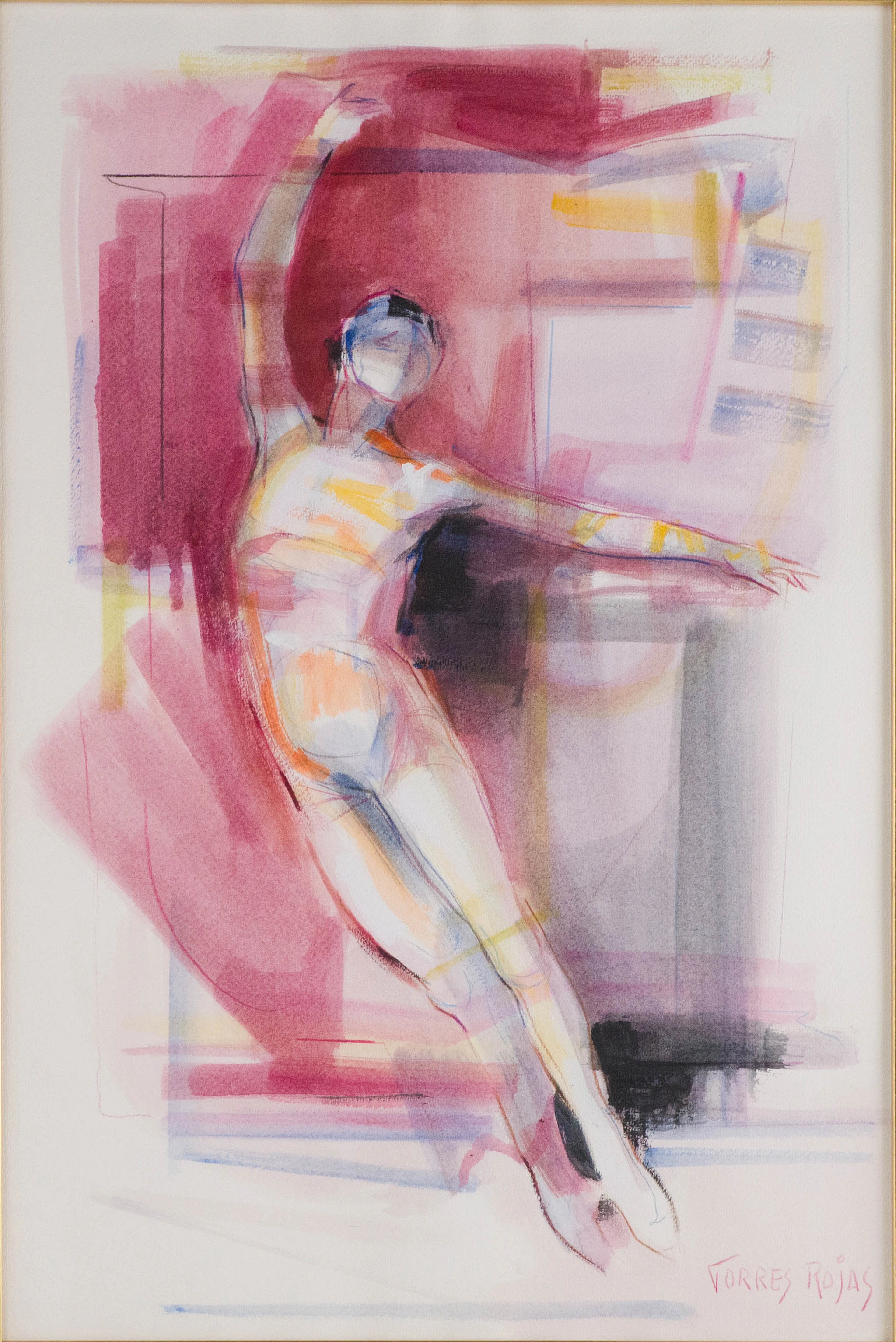 Raul Torres Rojas, 1924-, Dancing Figure, Mixed Media on Paper