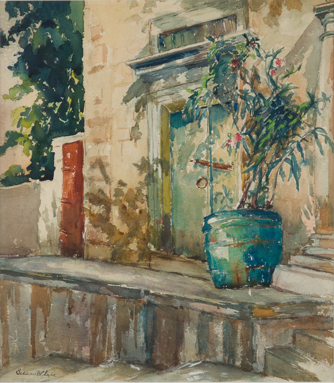 Susan Brown Chase, 1868-1948, Still Life of Potted Plant and Building