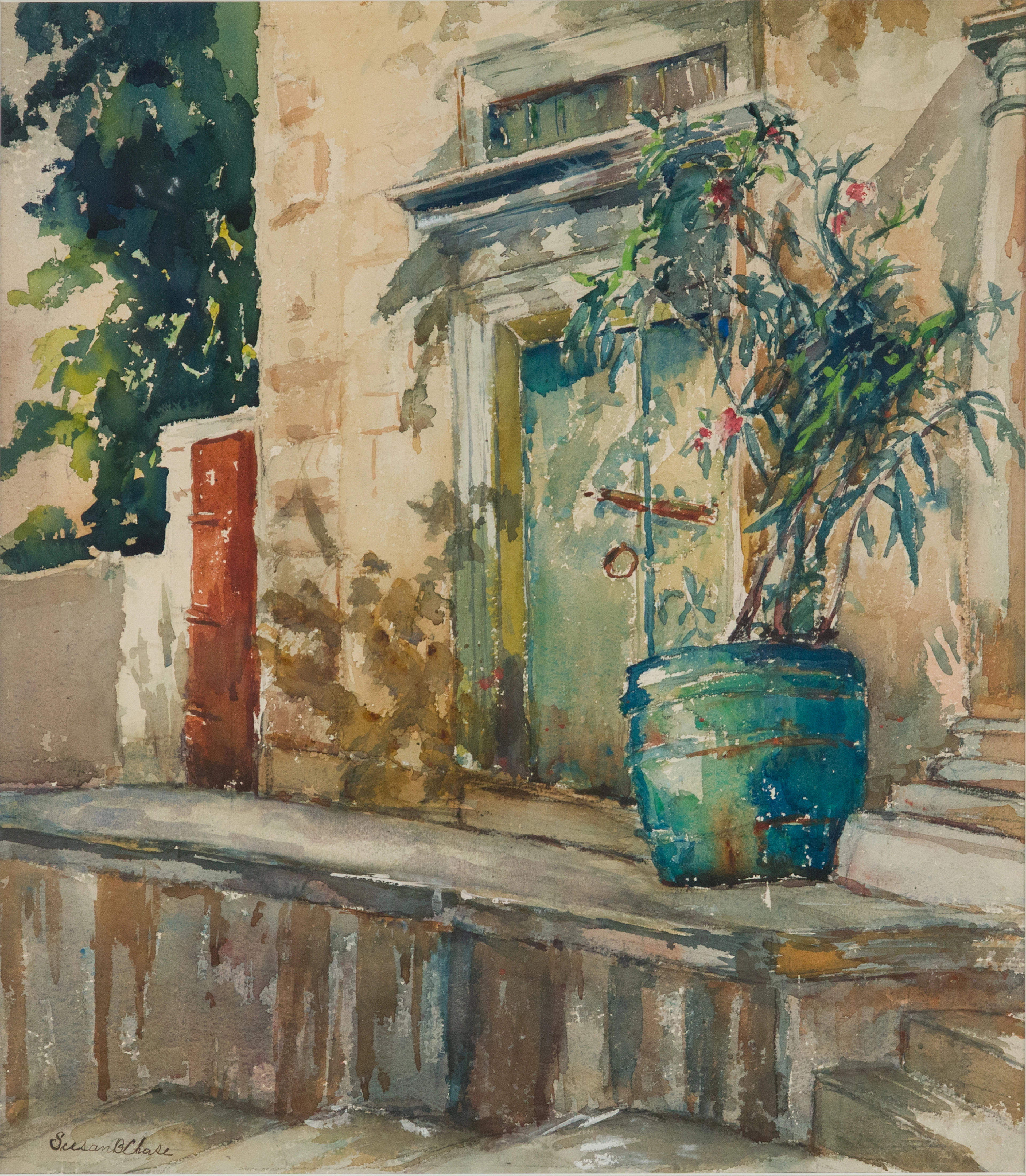 Susan Brown Chase, 1868-1948, Still Life of Potted Plant and Building