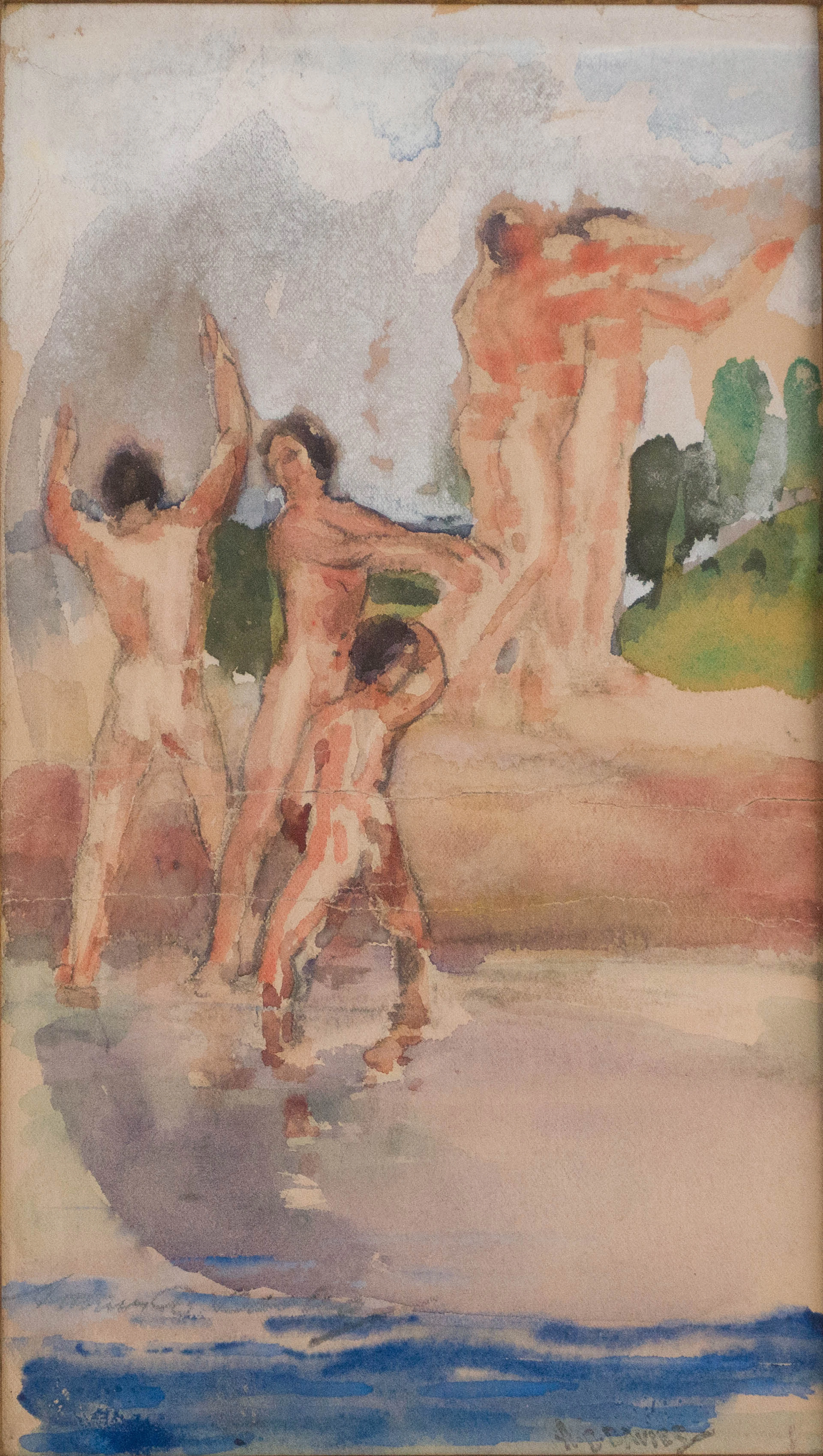 Arthur Bowen Davies, American 1862-1928, Rhythmic Nudes in Landscape