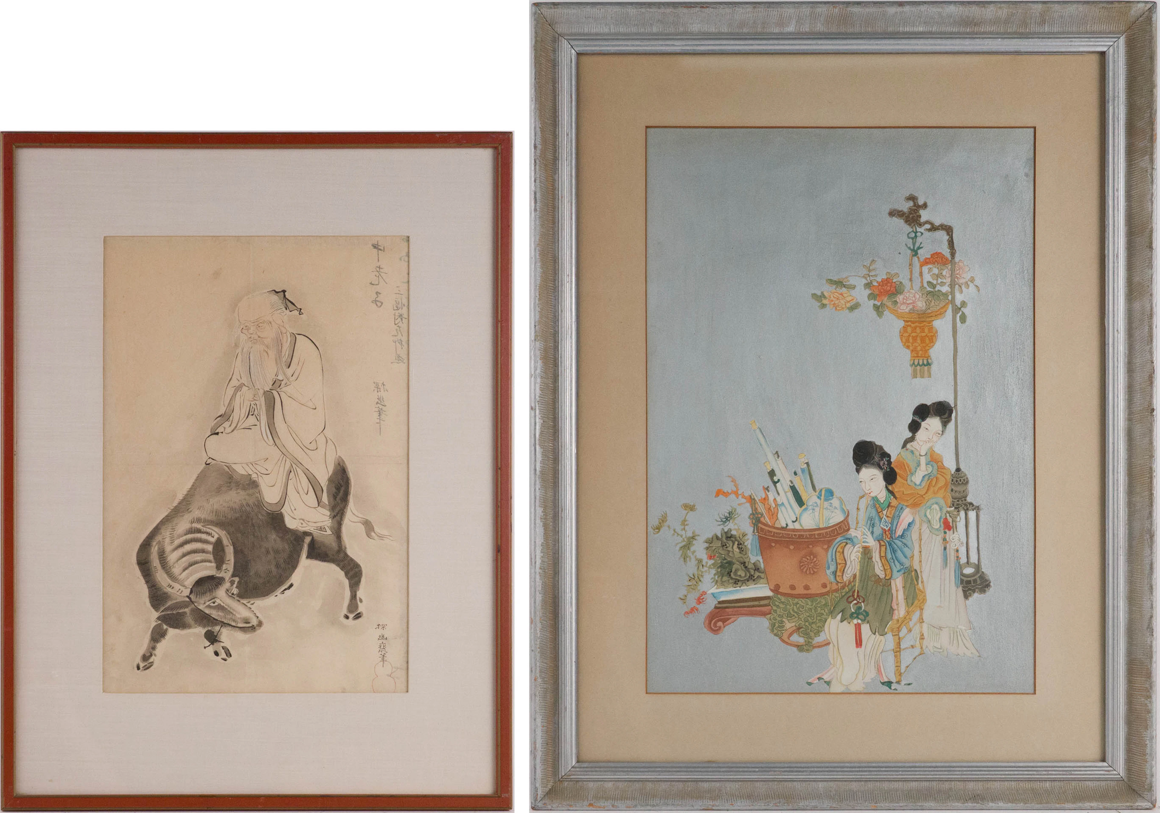 Woodblock Print of Laozi Riding a Water Buffalo