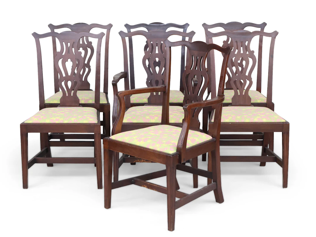 Seven Chippendale Style Mahogany Dining Chairs