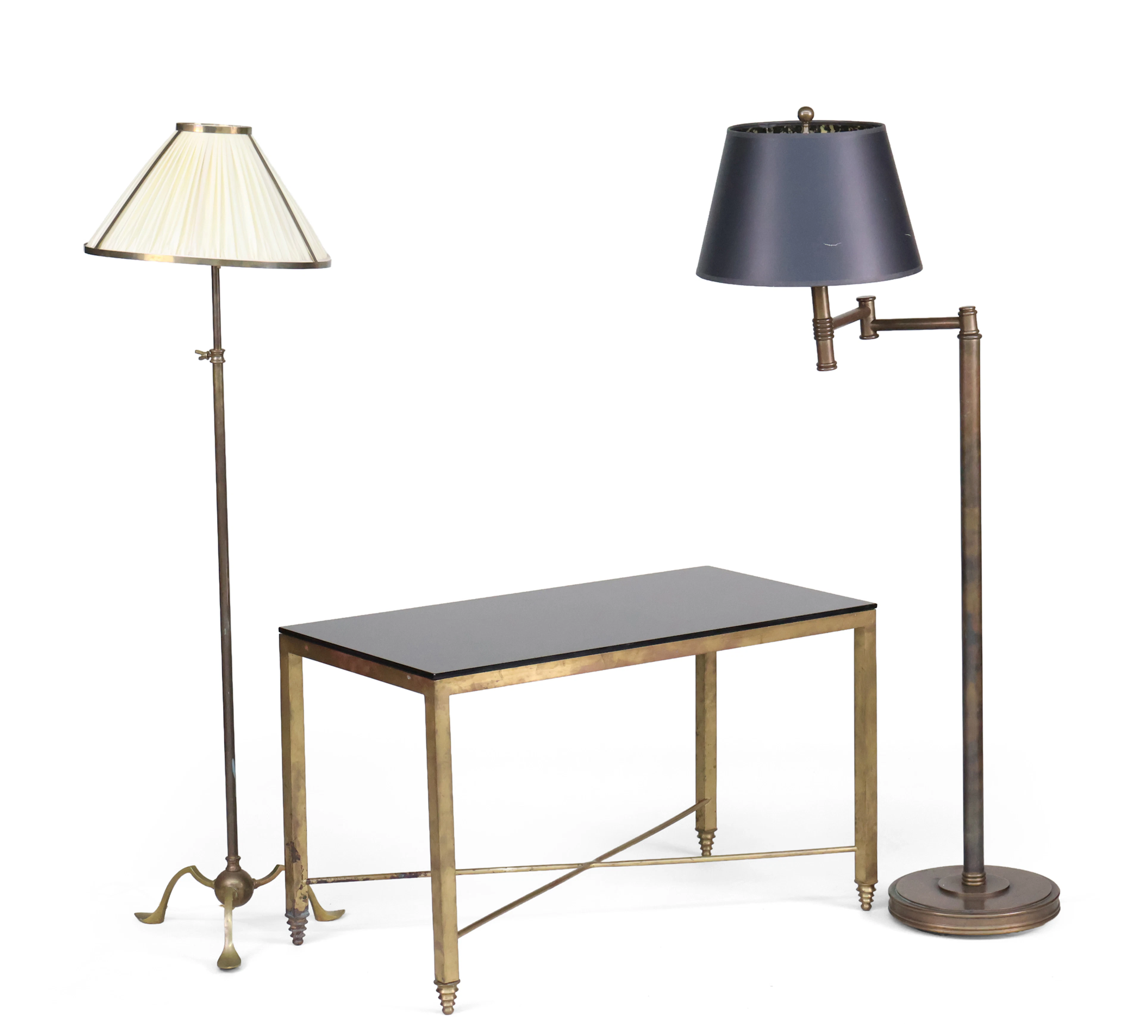 Two Modern Brass Floor Lamps