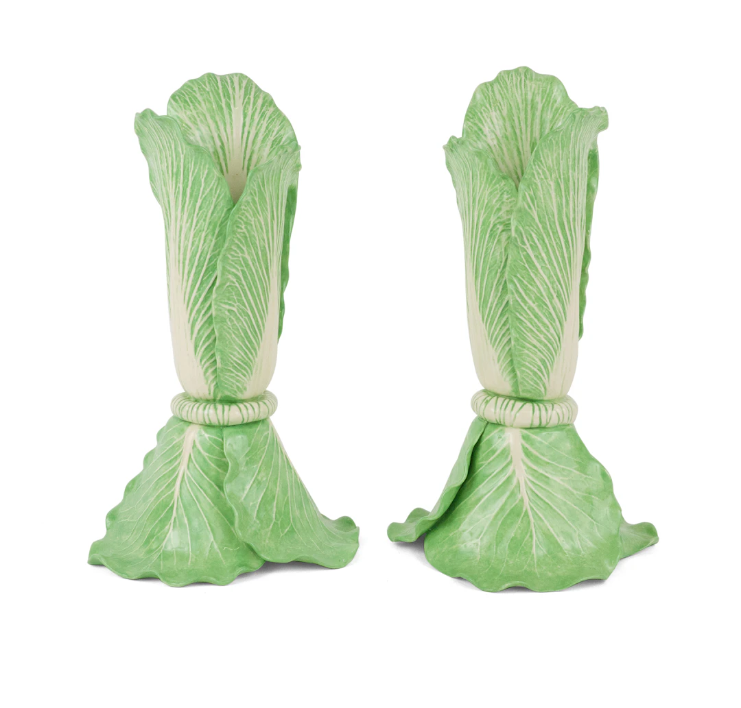 Pair of Dodie Thayer Lettuce Ware Candlesticks