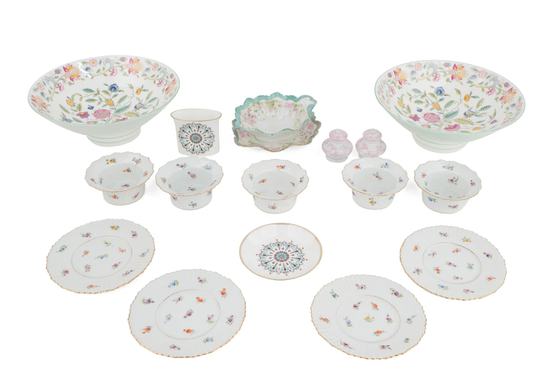 Group of Floral Decorated Porcelain Table Articles